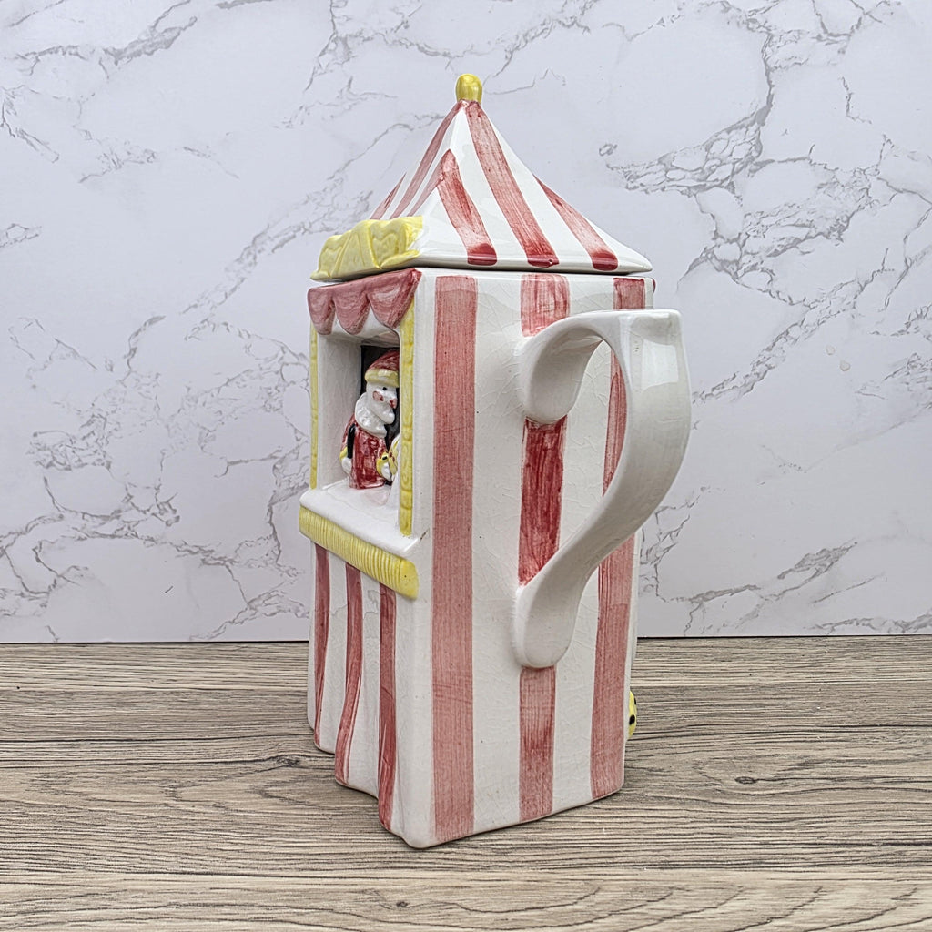 Vintage Swineside Ceramics Circus Tent Ceramic Teapot With Lid Carnival Booth Collectible Tea Pot
