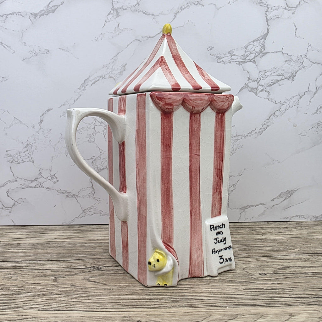 Vintage Swineside Ceramics Circus Tent Ceramic Teapot With Lid Carnival Booth Collectible Tea Pot