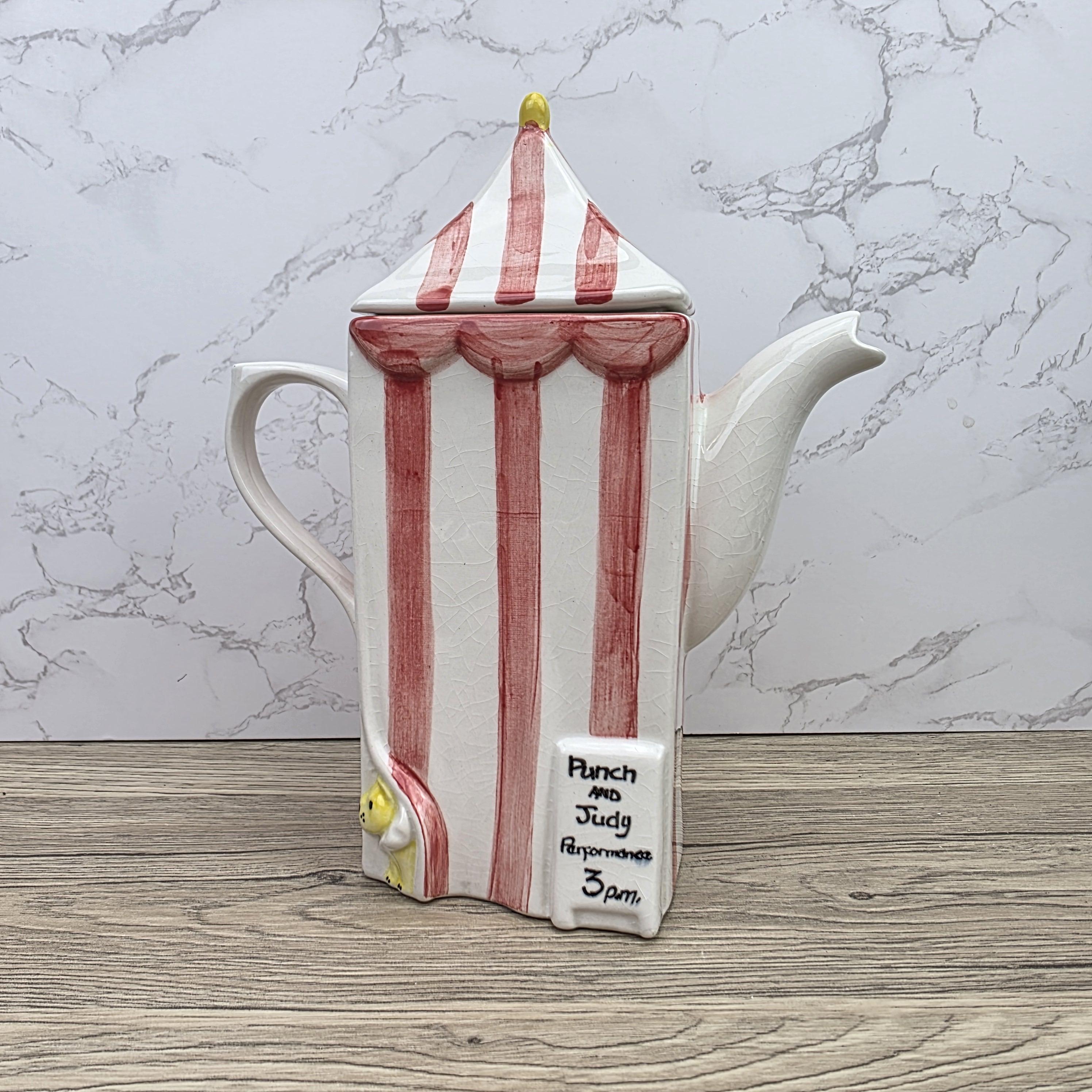 Vintage Swineside Ceramics Circus Tent Ceramic Teapot With Lid Carnival Booth Collectible Tea Pot