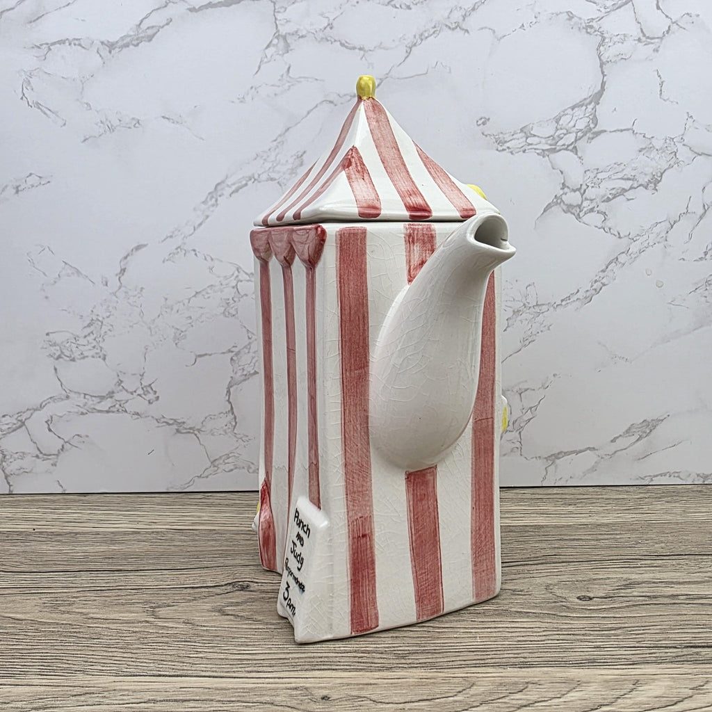 Vintage Swineside Ceramics Circus Tent Ceramic Teapot With Lid Carnival Booth Collectible Tea Pot