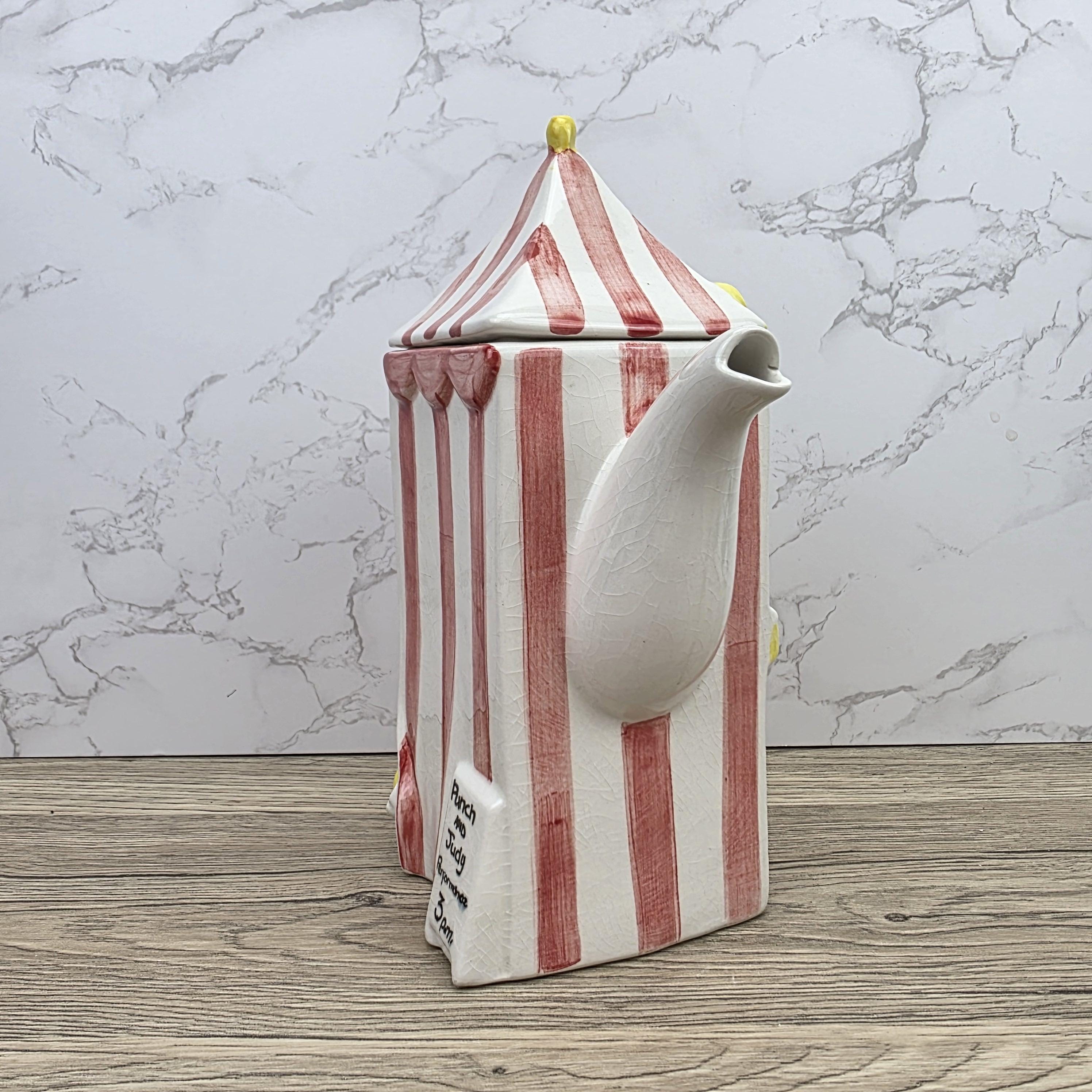 Vintage Swineside Ceramics Circus Tent Ceramic Teapot With Lid Carnival Booth Collectible Tea Pot