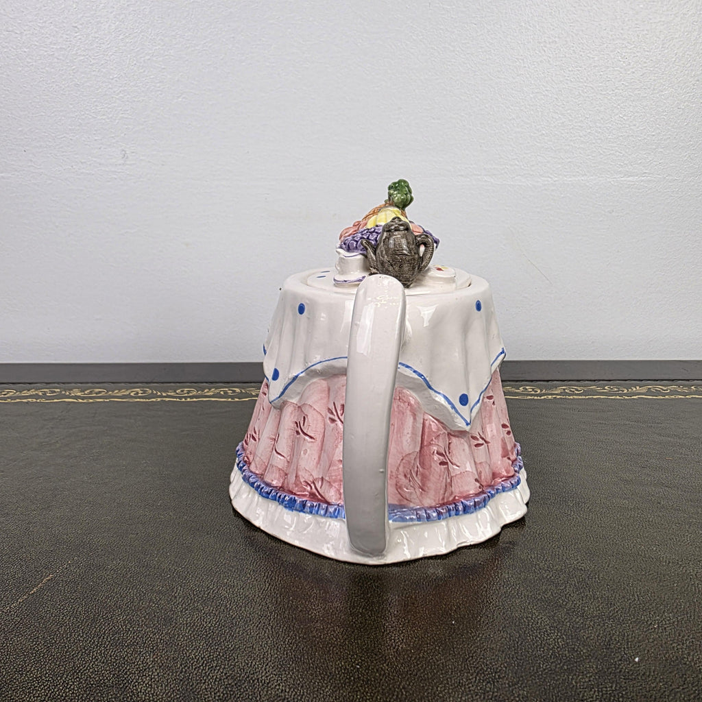 Novelty Porcelain Teapot with Fruit Lid Decorative Table Teaware Collectible Kitchen Display Piece 1990s