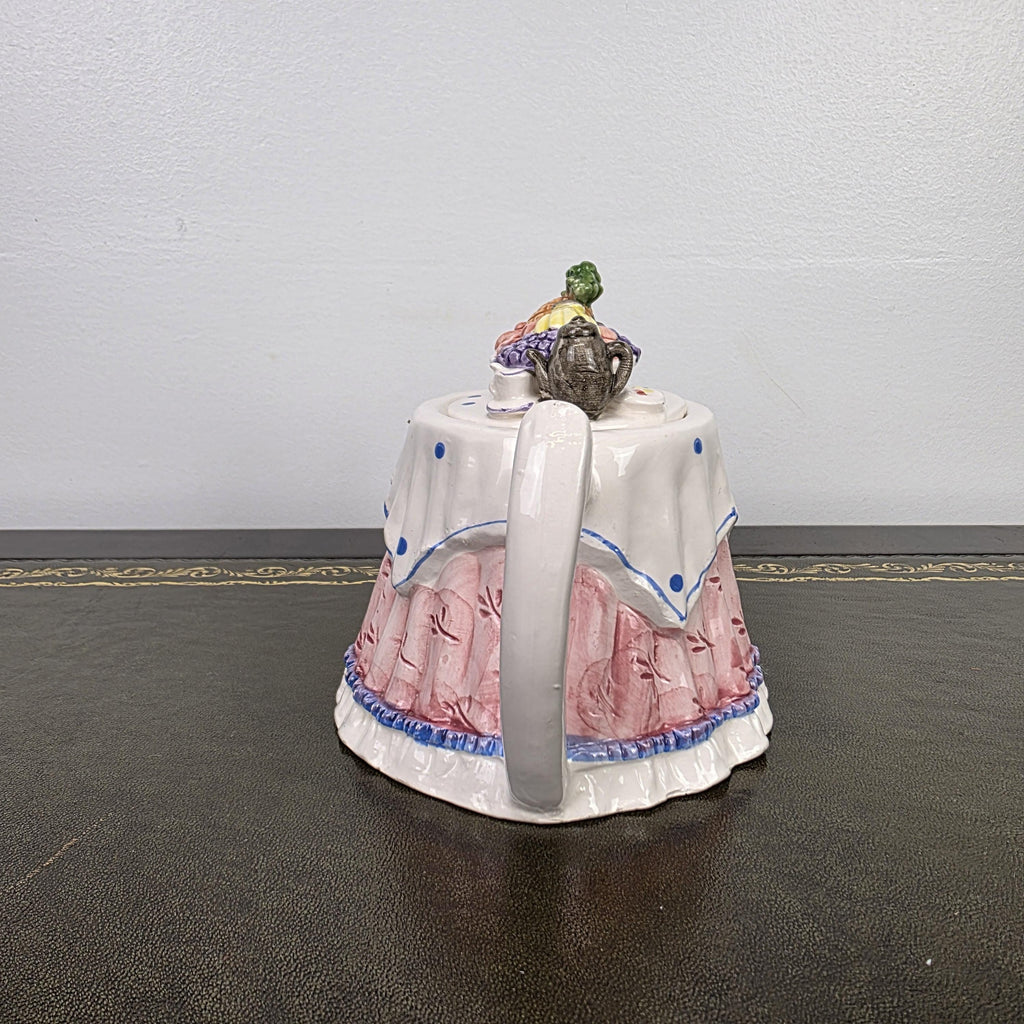 Novelty Porcelain Teapot with Fruit Lid Decorative Table Teaware Collectible Kitchen Display Piece 1990s