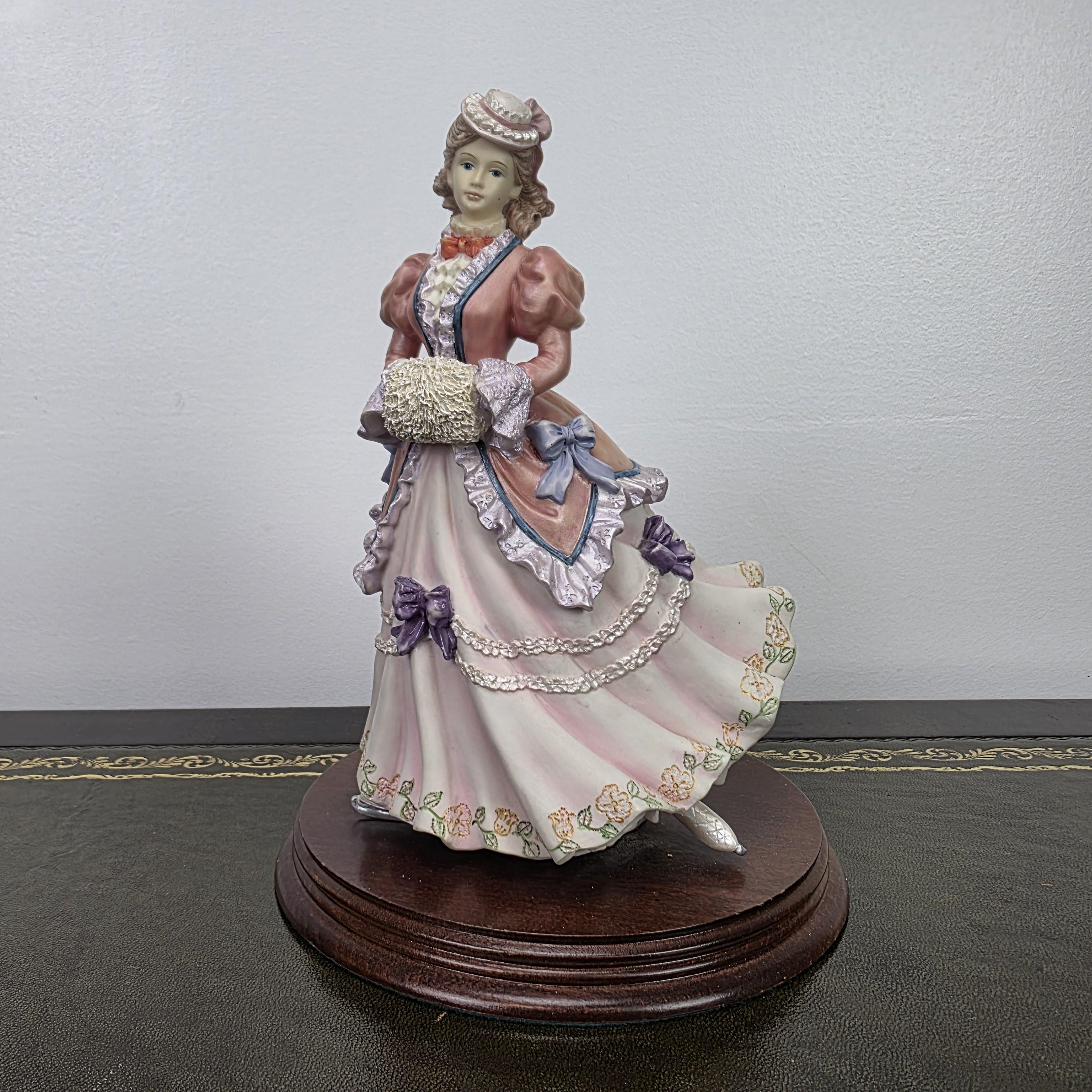 Victorian Lady Skater Figurine Leonardo 1996 Resin Sculpture | Collectible Display Piece Home Vintage Decor