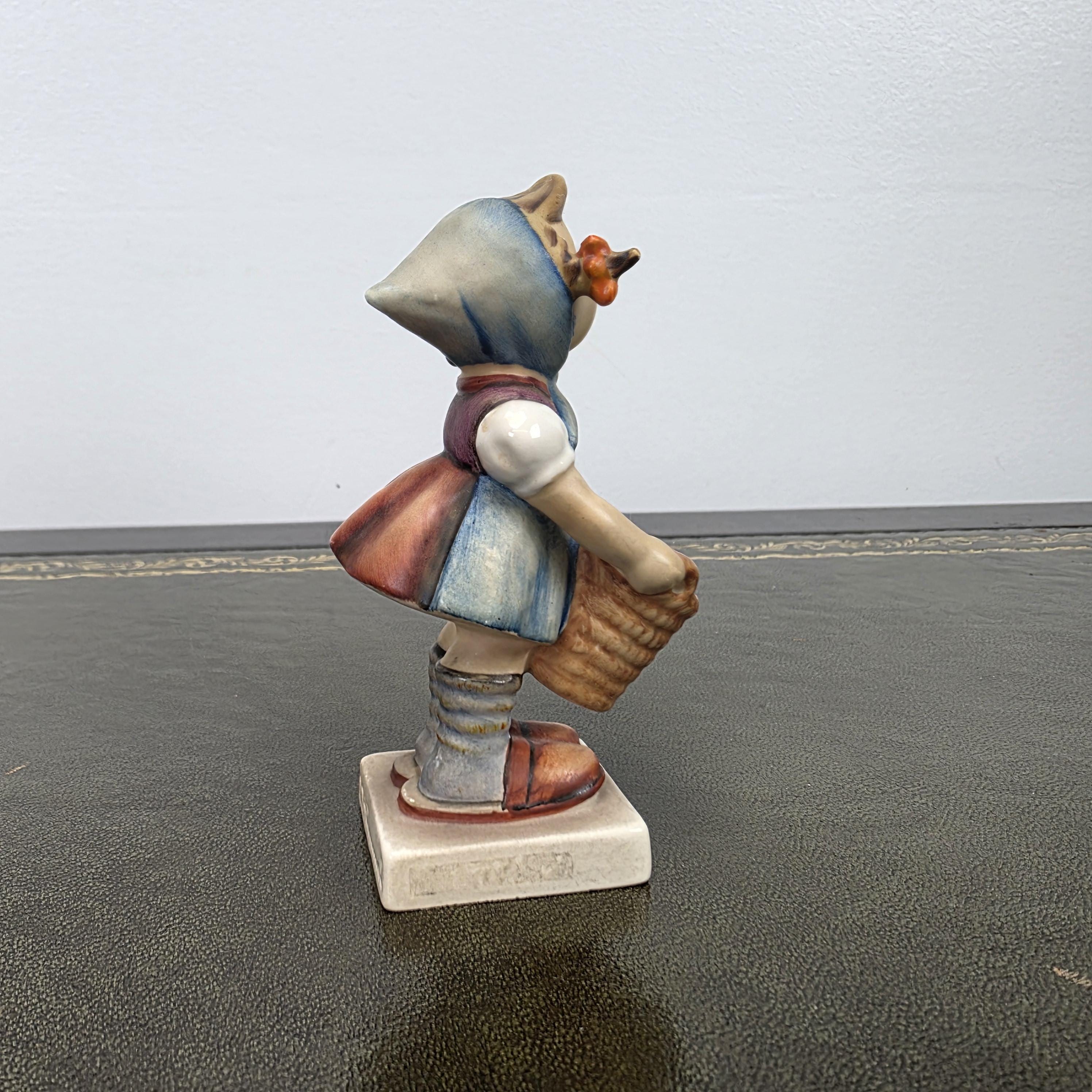 Vintage W Germany Porcelain Girl Figurine with Basket | Hummel Goebel Collectible Shelf Display Statue