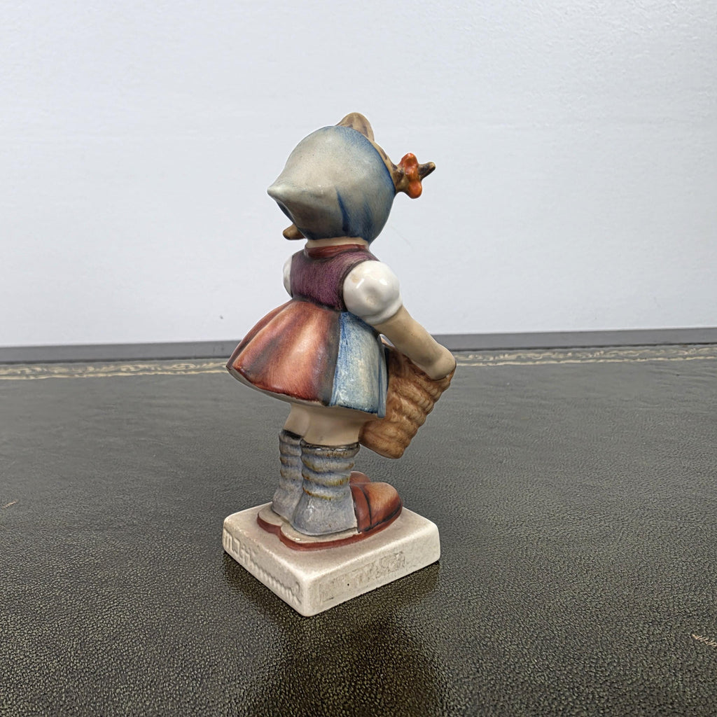 Vintage W Germany Porcelain Girl Figurine with Basket | Hummel Goebel Collectible Shelf Display Statue