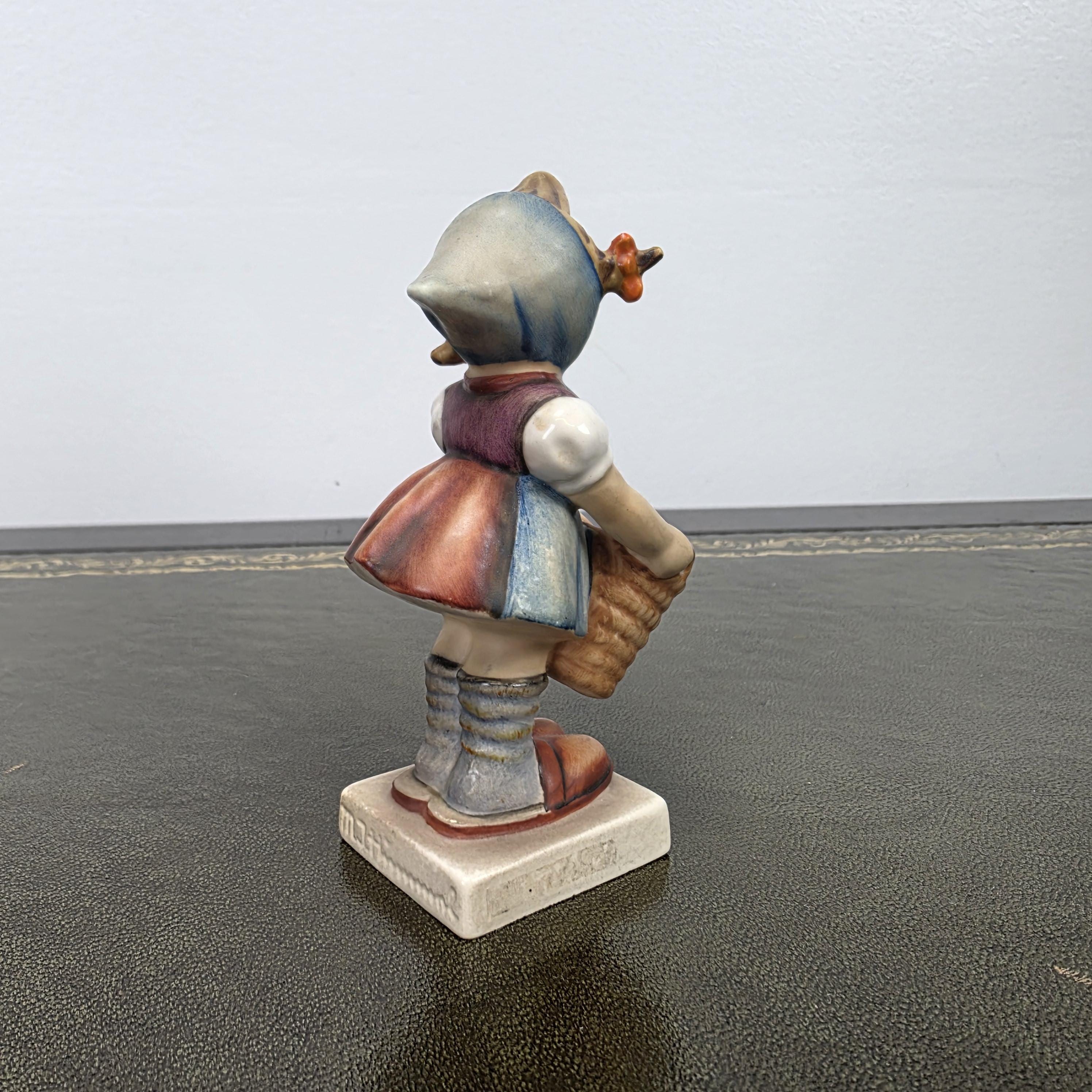Vintage W Germany Porcelain Girl Figurine with Basket | Hummel Goebel Collectible Shelf Display Statue
