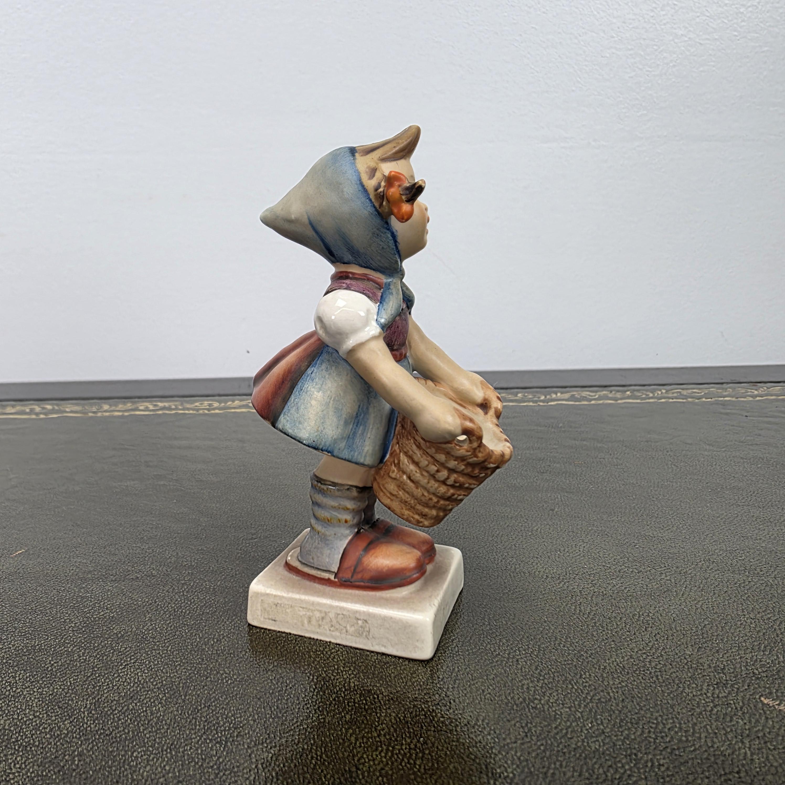 Vintage W Germany Porcelain Girl Figurine with Basket | Hummel Goebel Collectible Shelf Display Statue