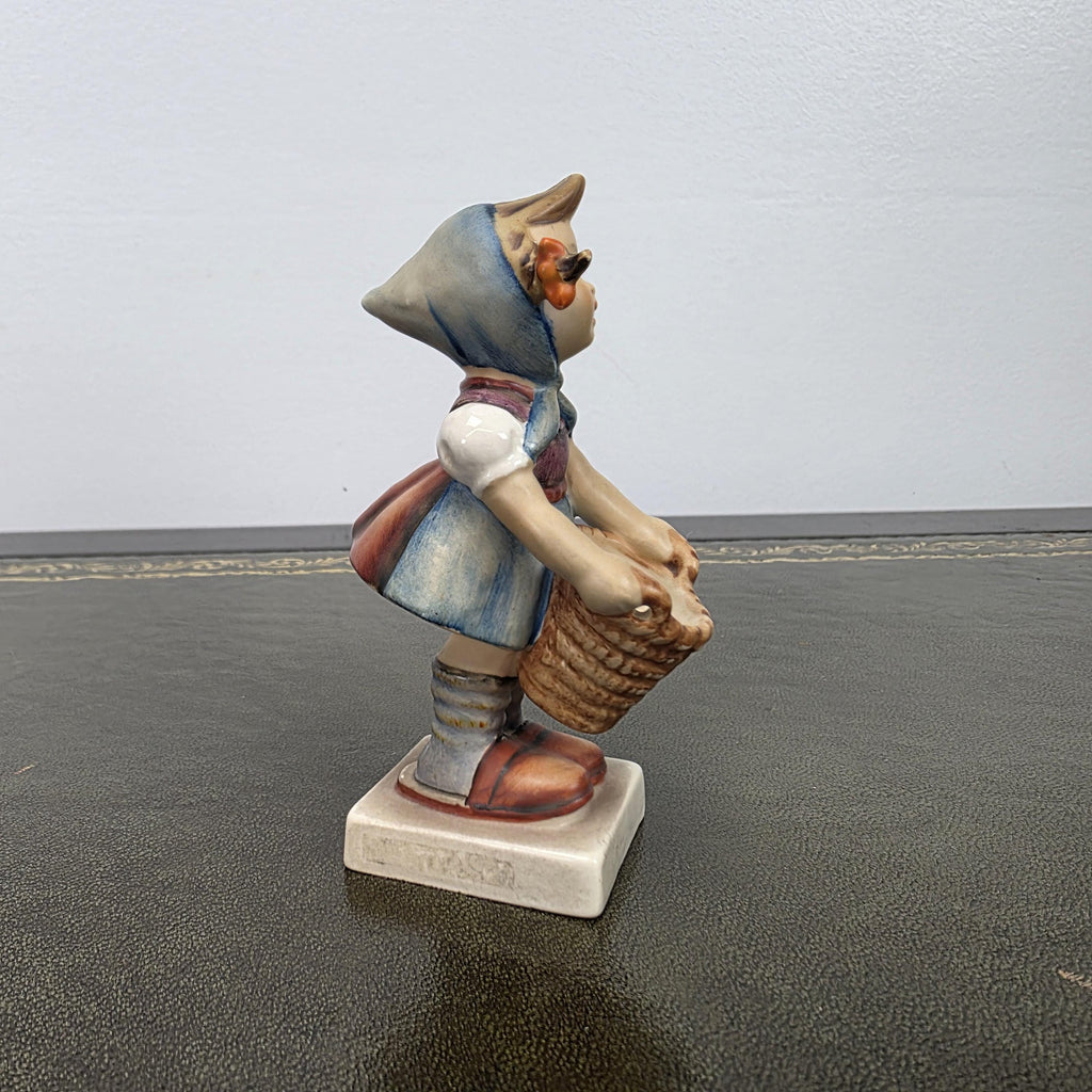 Vintage W Germany Porcelain Girl Figurine with Basket | Hummel Goebel Collectible Shelf Display Statue