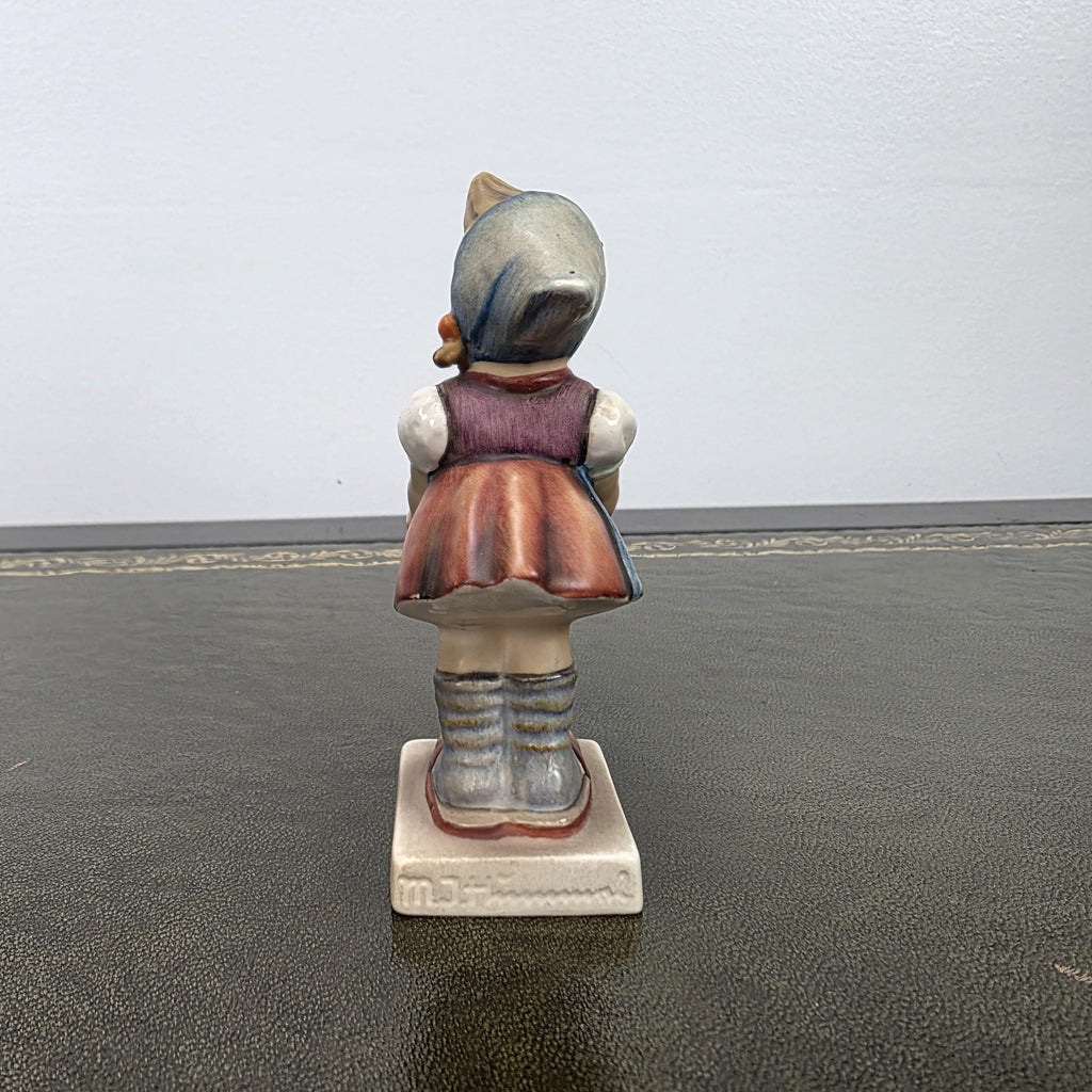 Vintage W Germany Porcelain Girl Figurine with Basket | Hummel Goebel Collectible Shelf Display Statue