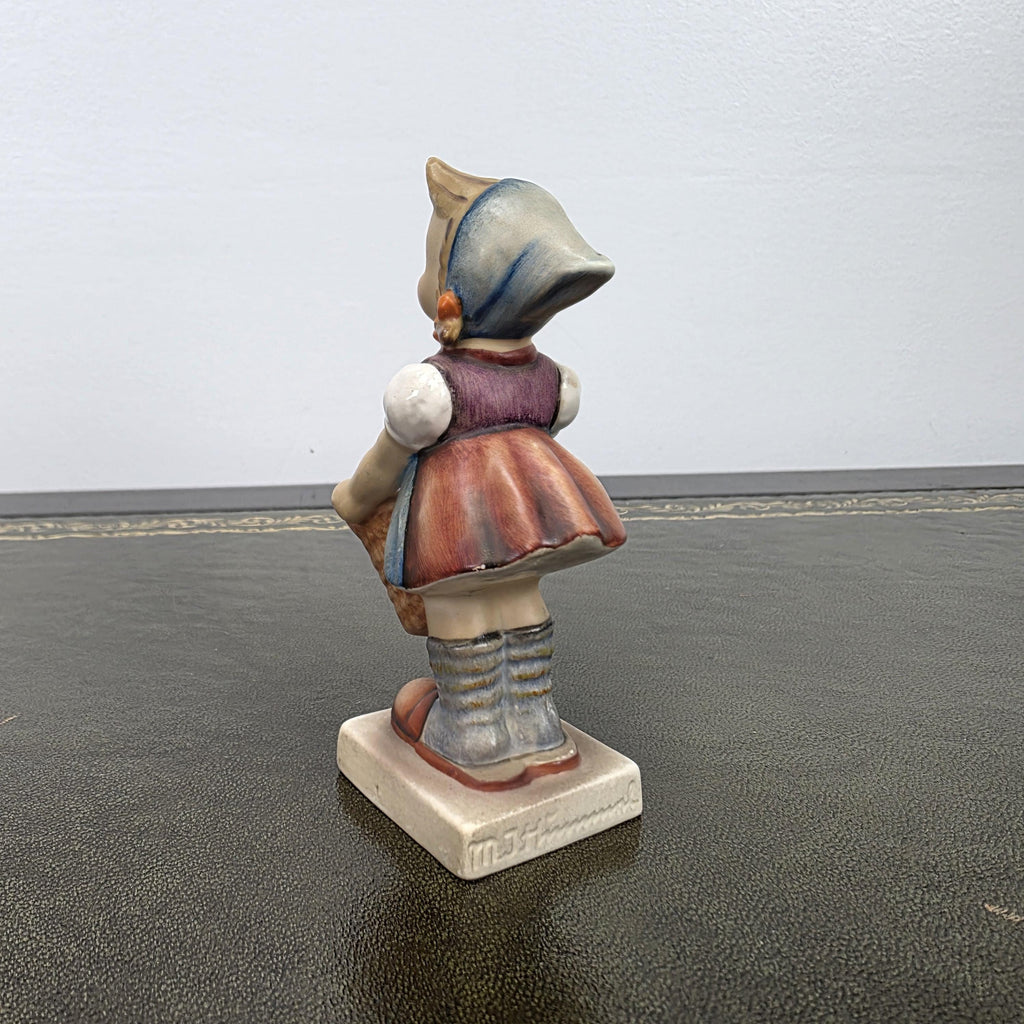 Vintage W Germany Porcelain Girl Figurine with Basket | Hummel Goebel Collectible Shelf Display Statue