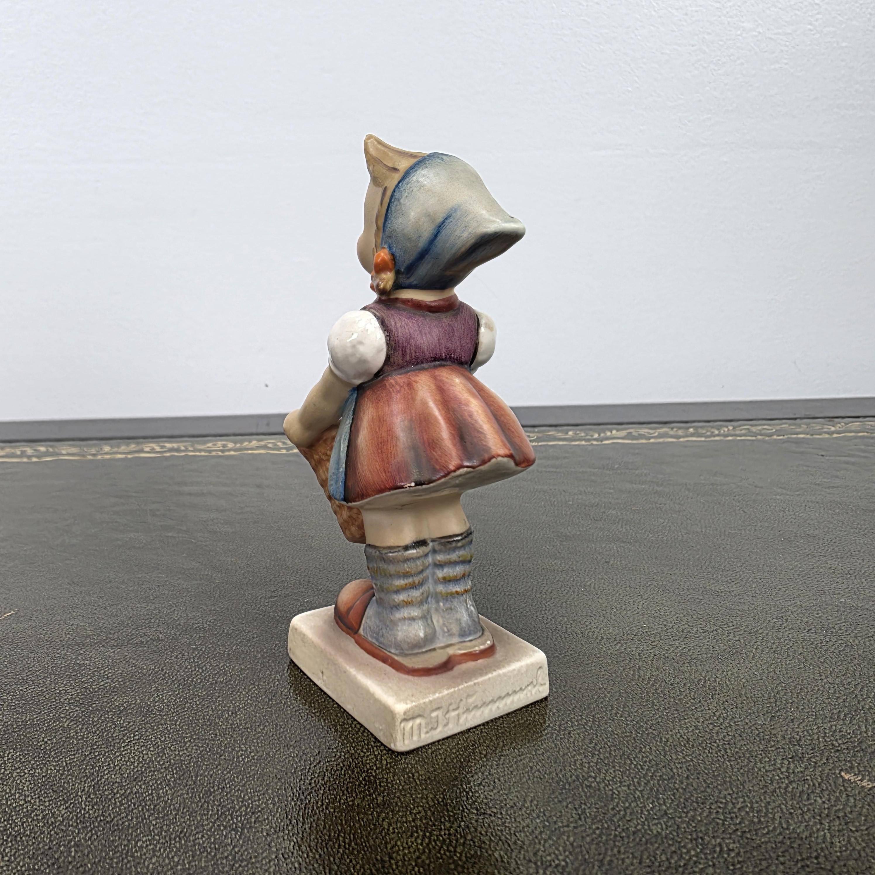 Vintage W Germany Porcelain Girl Figurine with Basket | Hummel Goebel Collectible Shelf Display Statue
