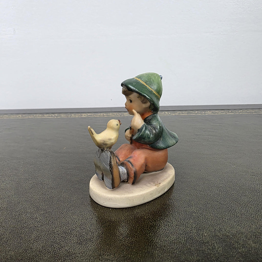 Vintage Hummel Goebel Boy Figurine with Singing Bird | W Germany Porcelain Collectible Display Statue