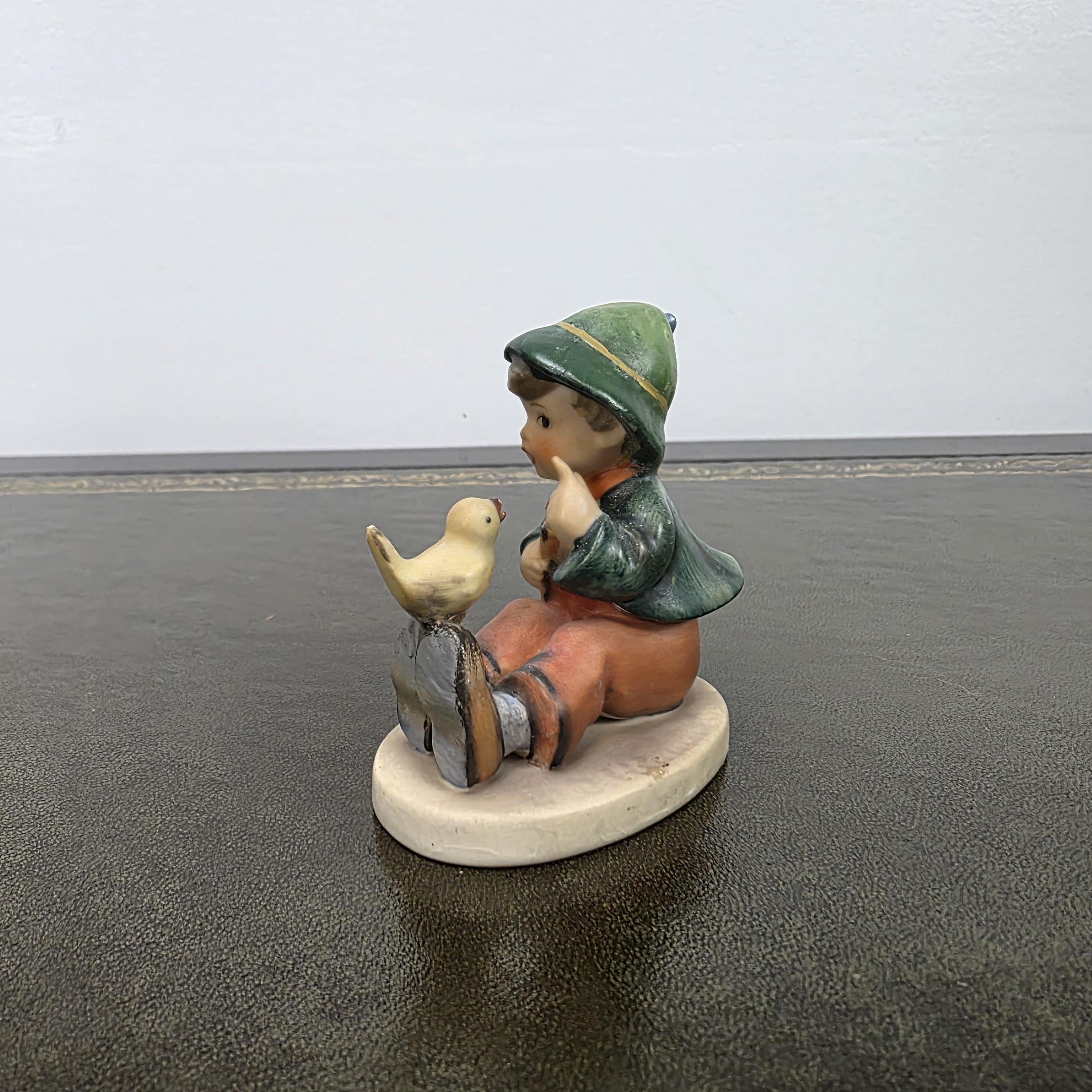 Vintage Hummel Goebel Boy Figurine with Singing Bird | W Germany Porcelain Collectible Display Statue