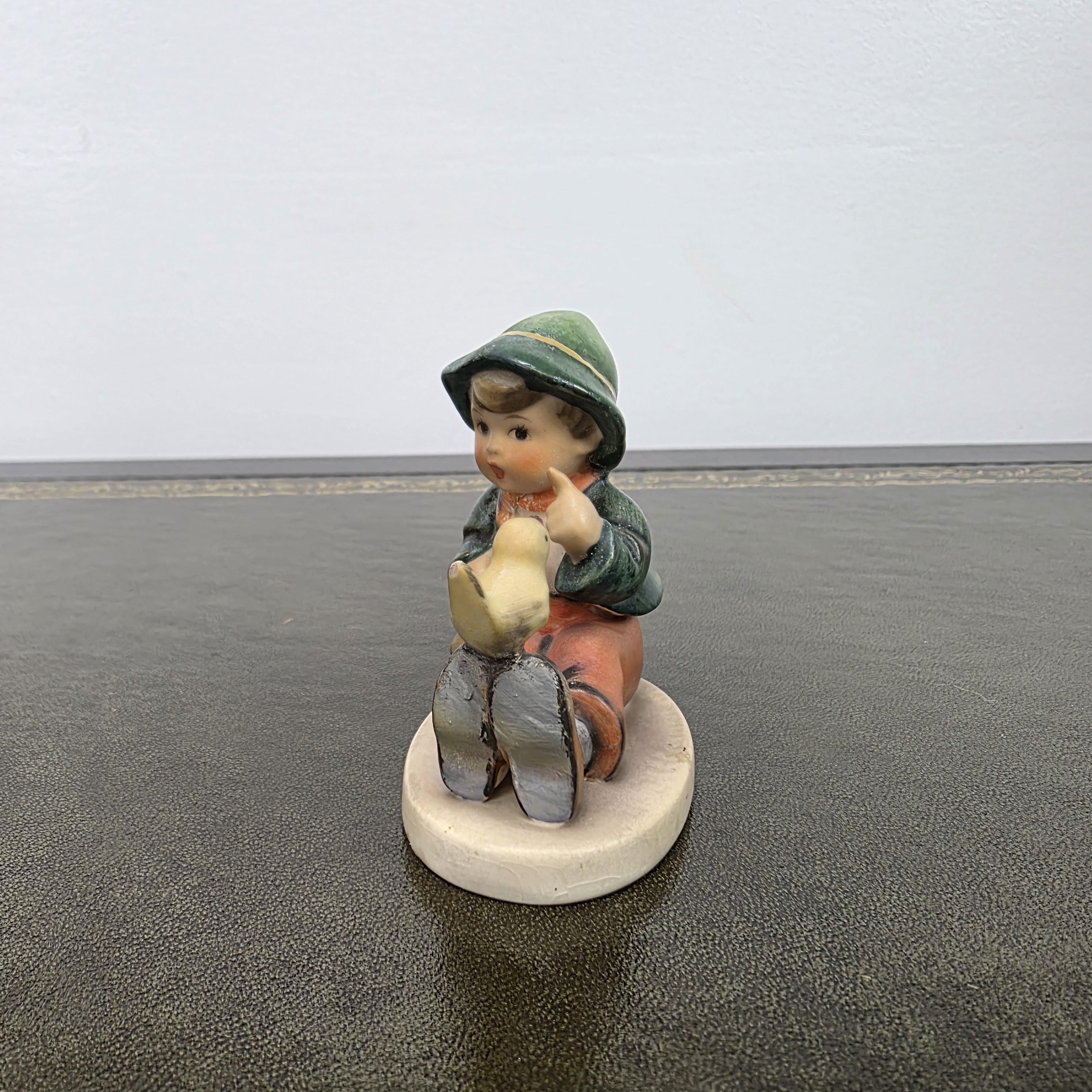 Vintage Hummel Goebel Boy Figurine with Singing Bird | W Germany Porcelain Collectible Display Statue