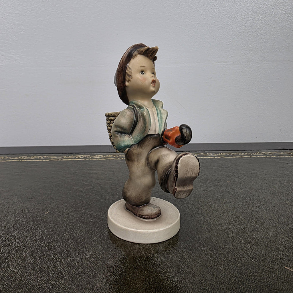 Hummel Goebel Umbrella Boy Figurine with Basket | Vintage German Porcelain Collectible Shelf Display Statue