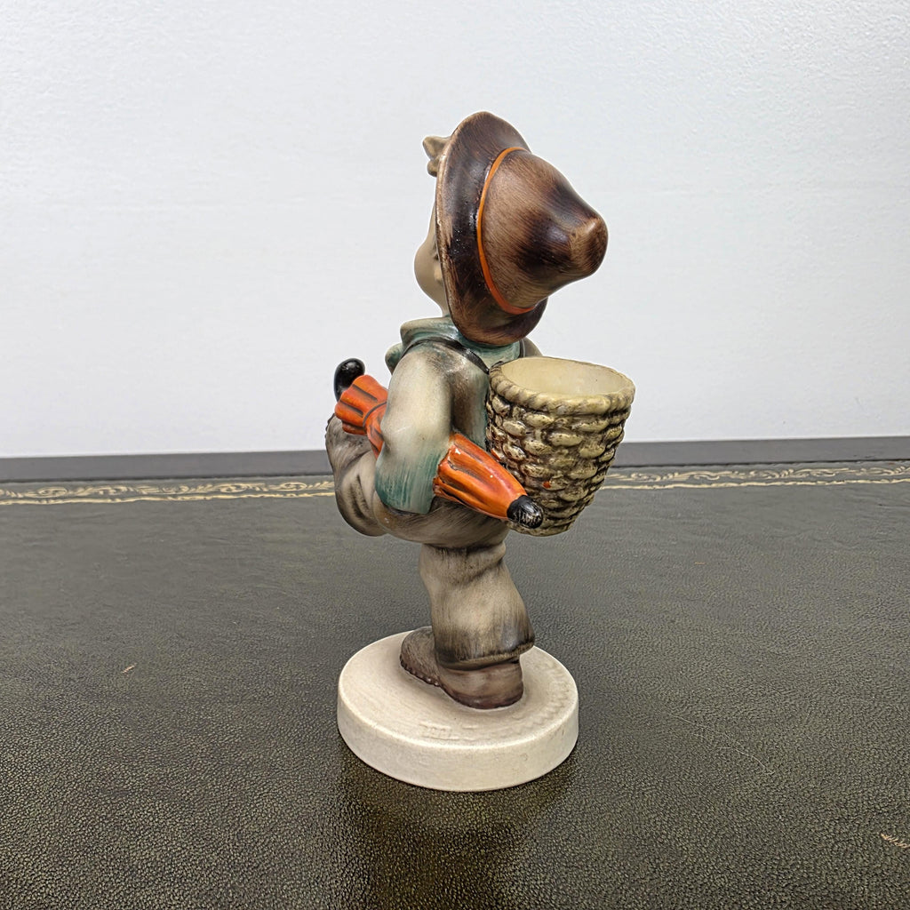 Hummel Goebel Umbrella Boy Figurine with Basket | Vintage German Porcelain Collectible Shelf Display Statue