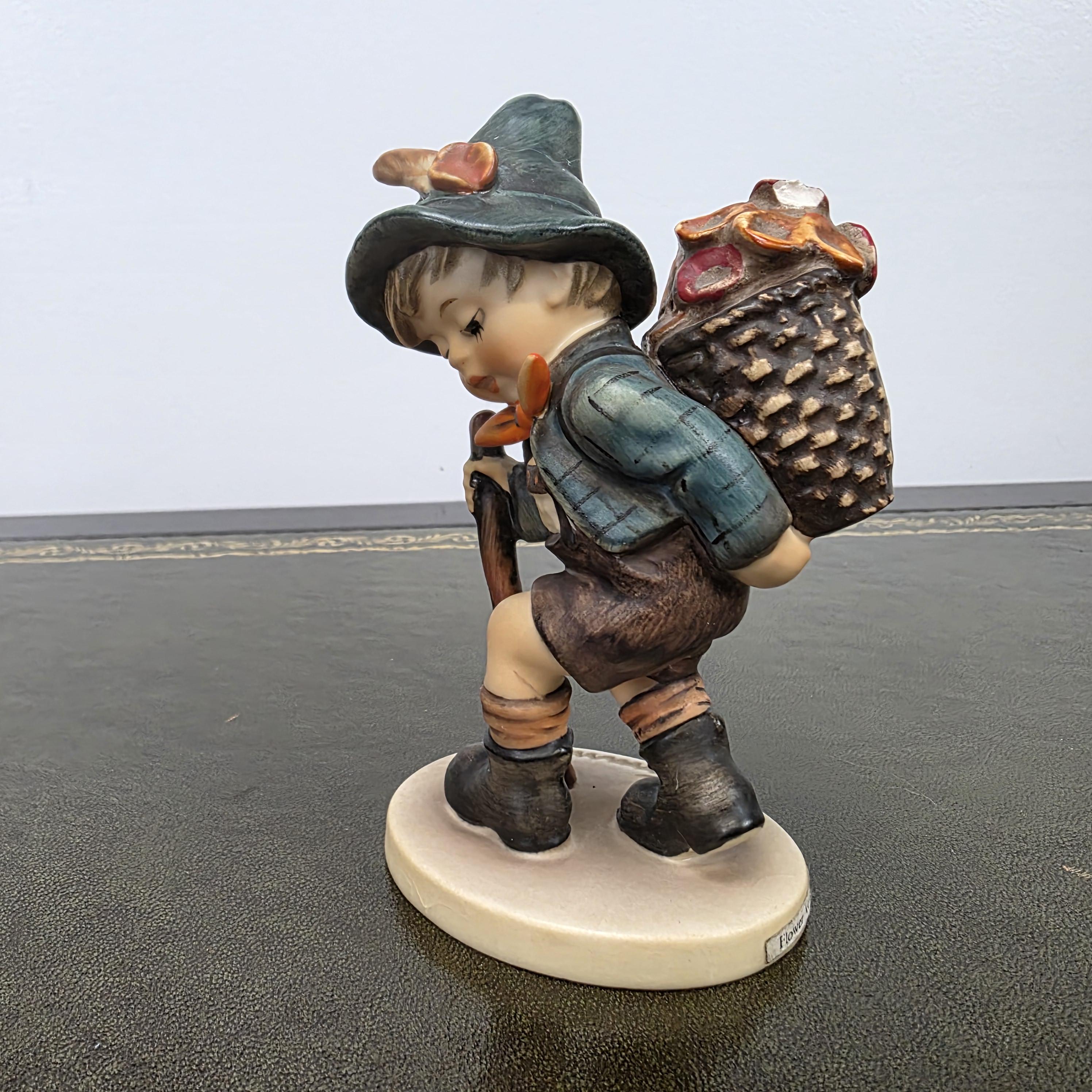 Vintage Goebel Hummel Boy Figurine with Basket Model 381 | 1971 Germany Porcelain Collectible Statue