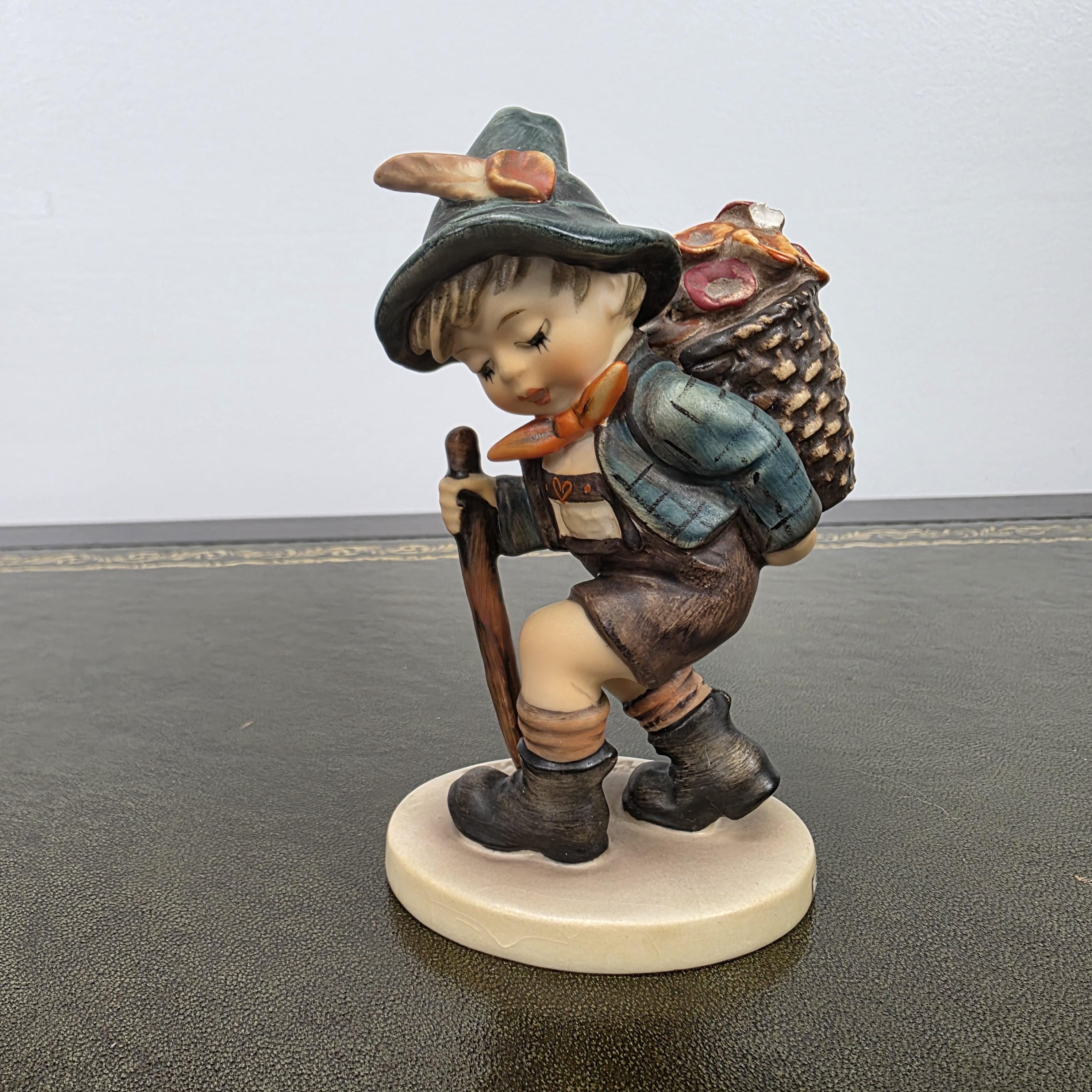 Vintage Goebel Hummel Boy Figurine with Basket Model 381 | 1971 Germany Porcelain Collectible Statue