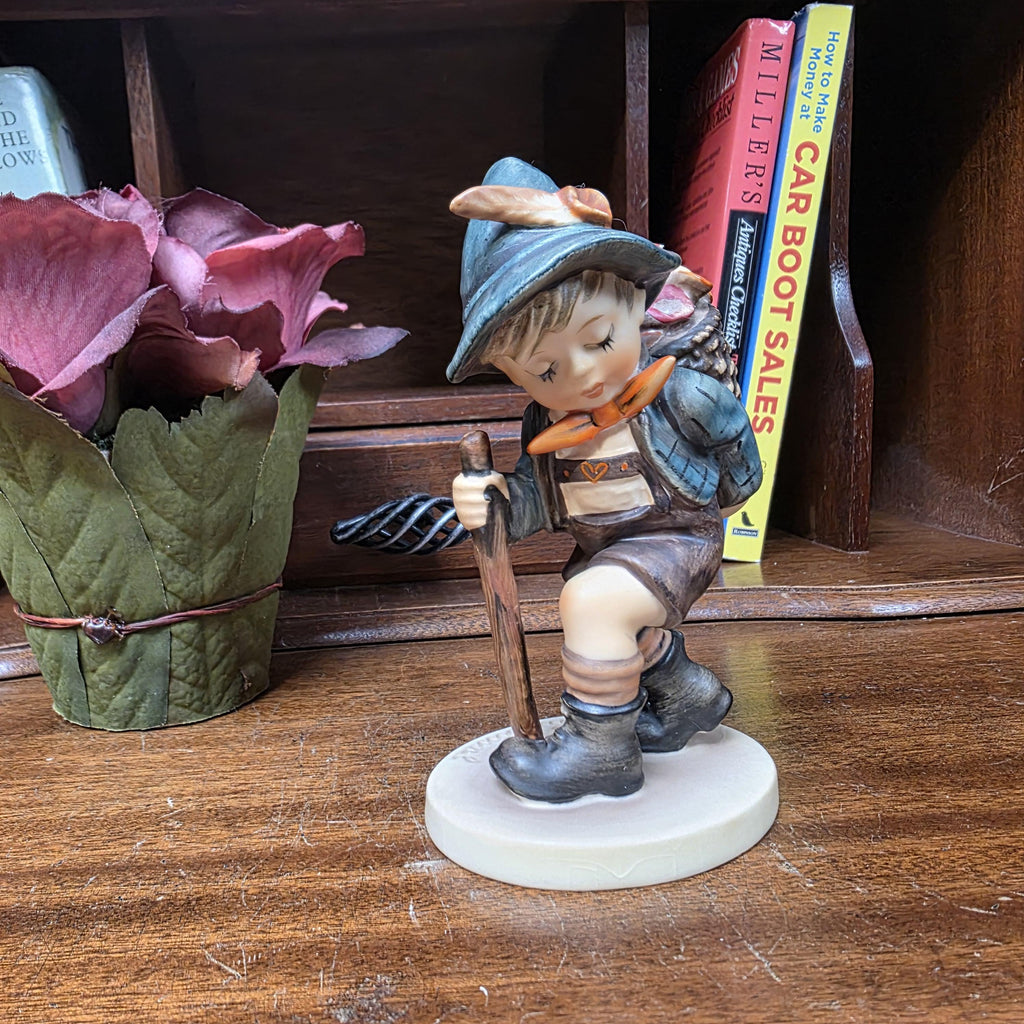 Vintage Goebel Hummel Boy Figurine with Basket Model 381 | 1971 Germany Porcelain Collectible Statue
