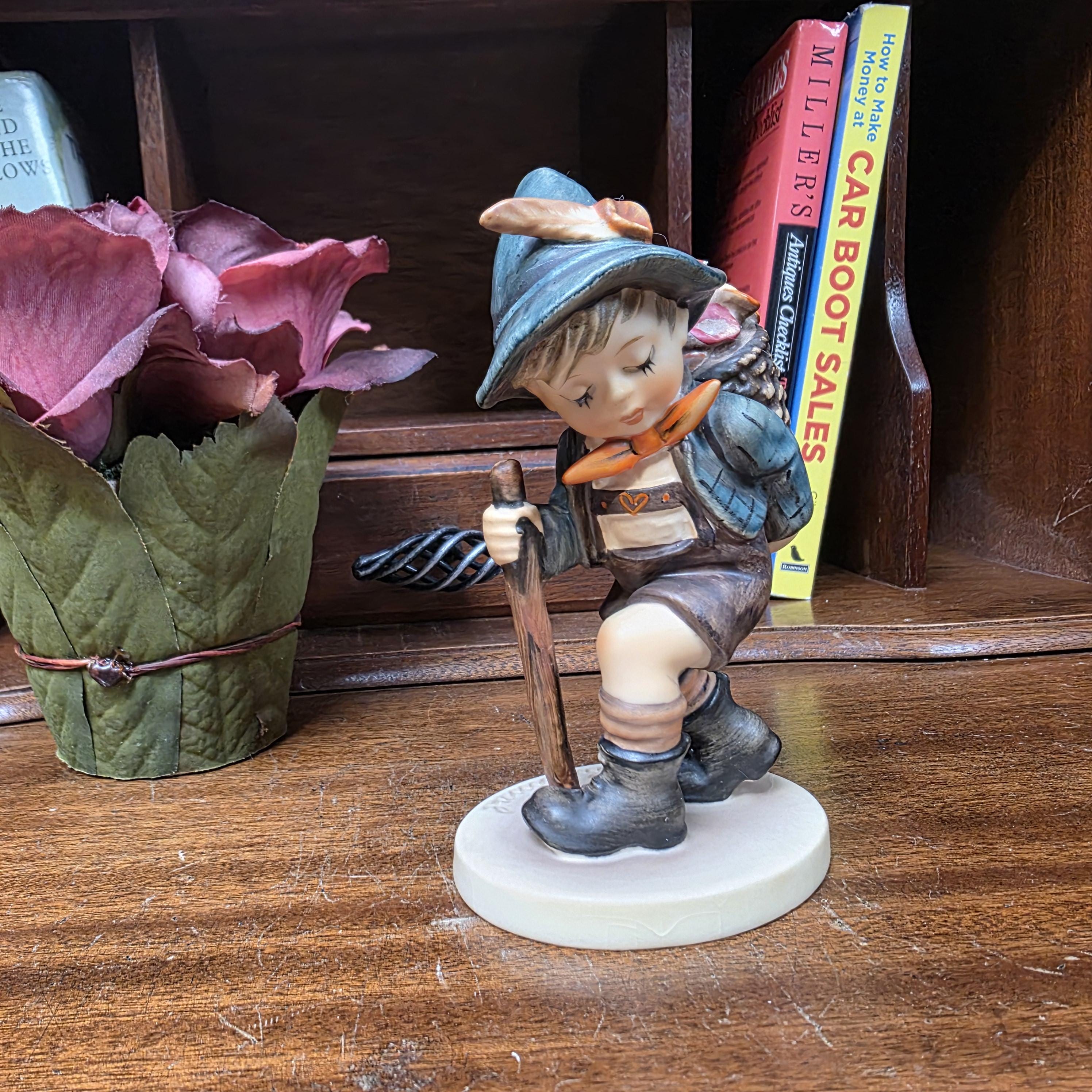 Vintage Goebel Hummel Boy Figurine with Basket Model 381 | 1971 Germany Porcelain Collectible Statue