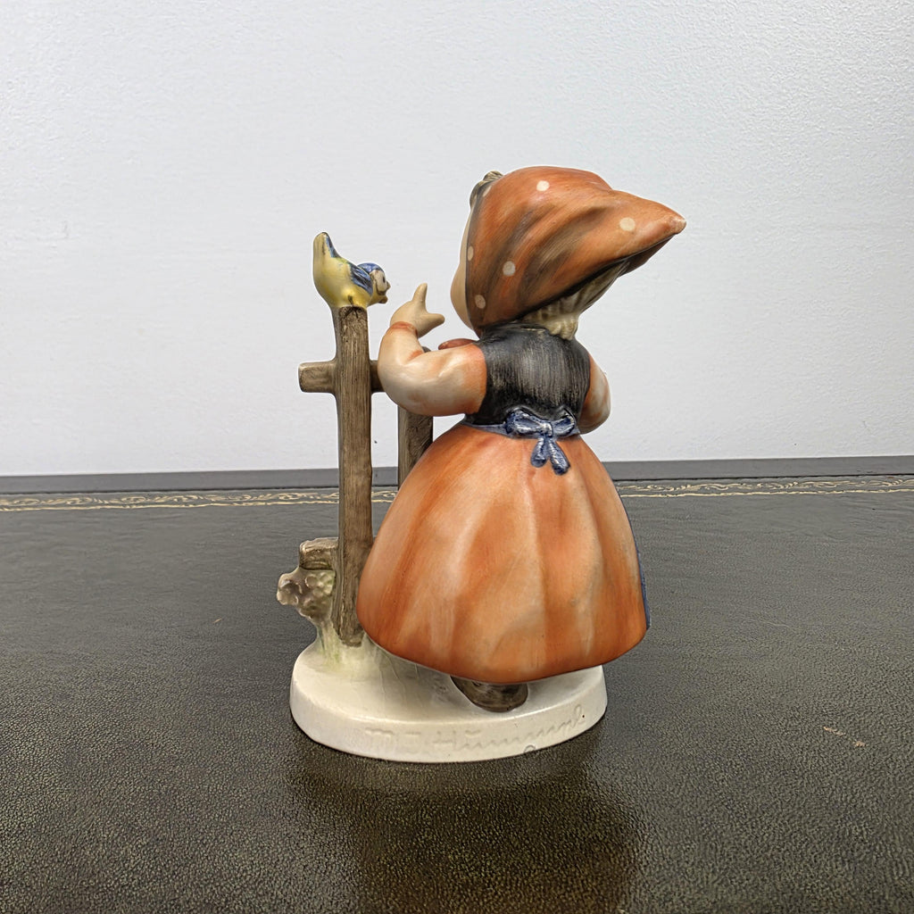 Vintage Goebel Hummel Porcelain Girl Figurine Talking to Bird | W Germany Collectible Display Statue