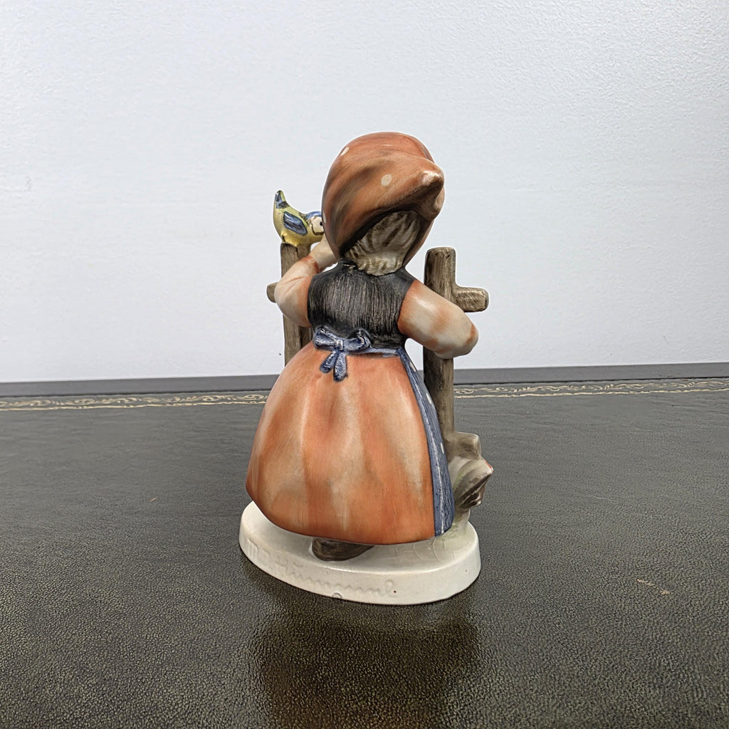 Vintage Goebel Hummel Porcelain Girl Figurine Talking to Bird | W Germany Collectible Display Statue