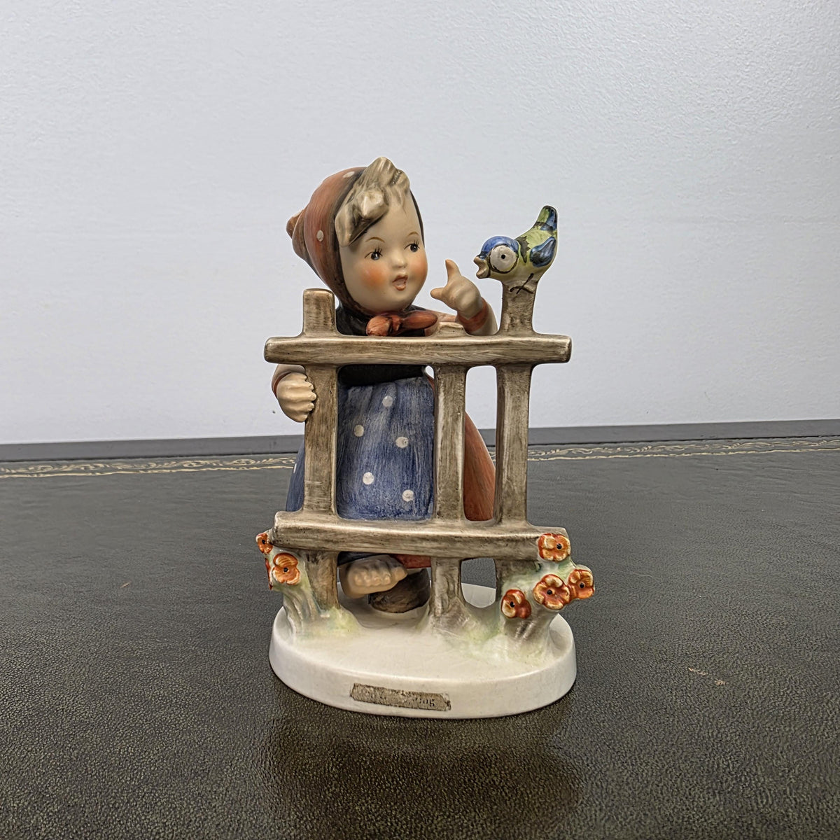 Vintage Goebel Hummel Porcelain Girl Figurine Talking to Bird | W Germany Collectible Display Statue