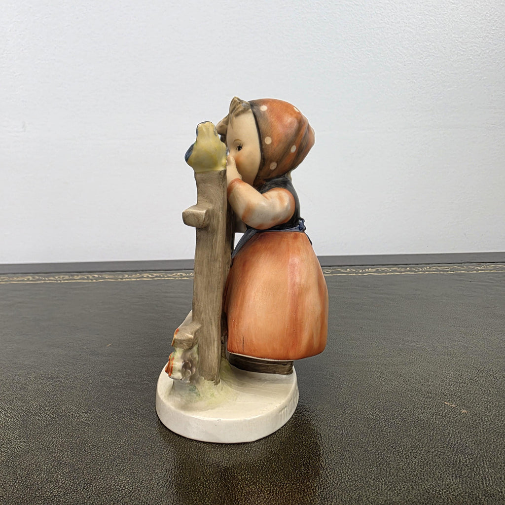 Vintage Goebel Hummel Porcelain Girl Figurine Talking to Bird | W Germany Collectible Display Statue