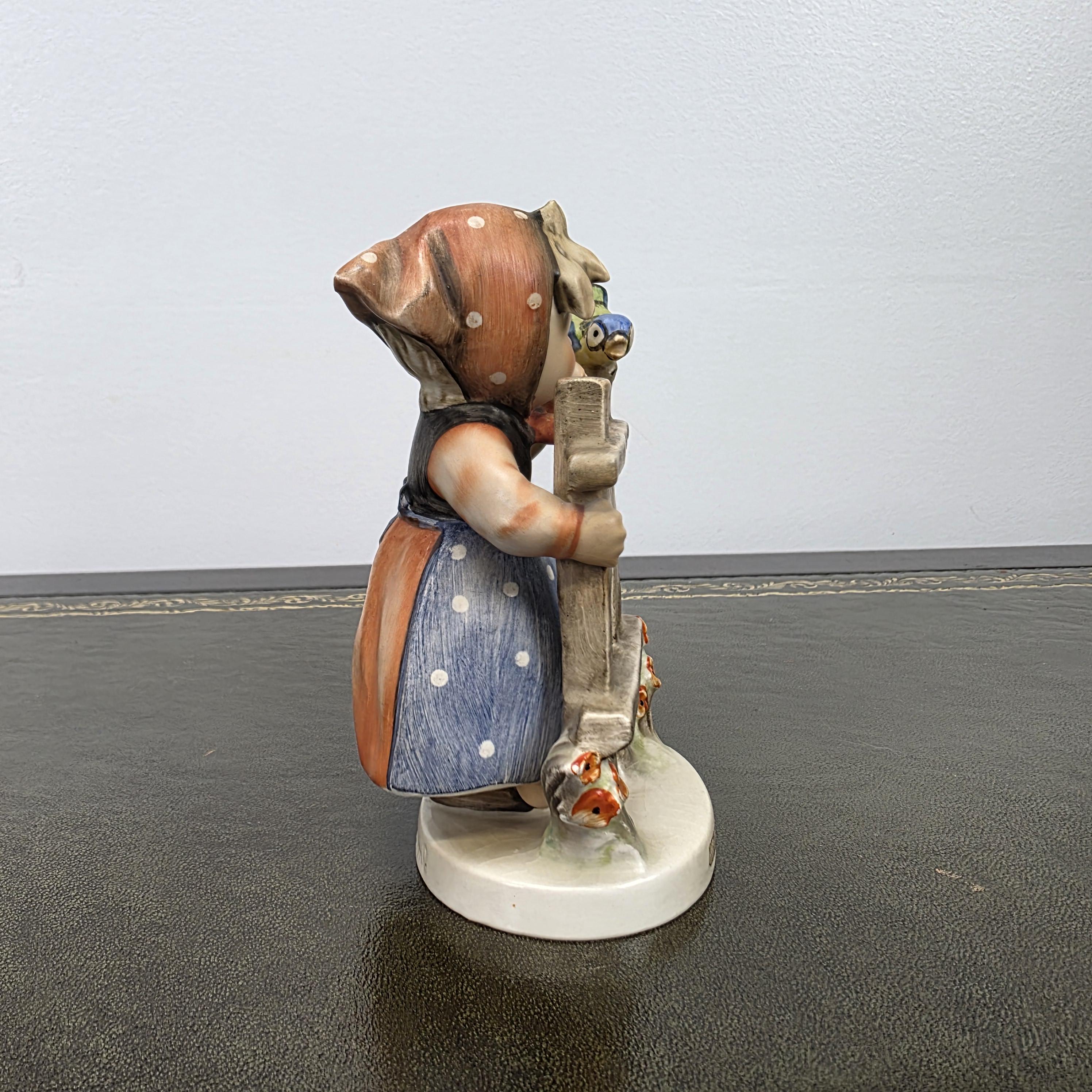 Vintage Goebel Hummel Porcelain Girl Figurine Talking to Bird | W Germany Collectible Display Statue