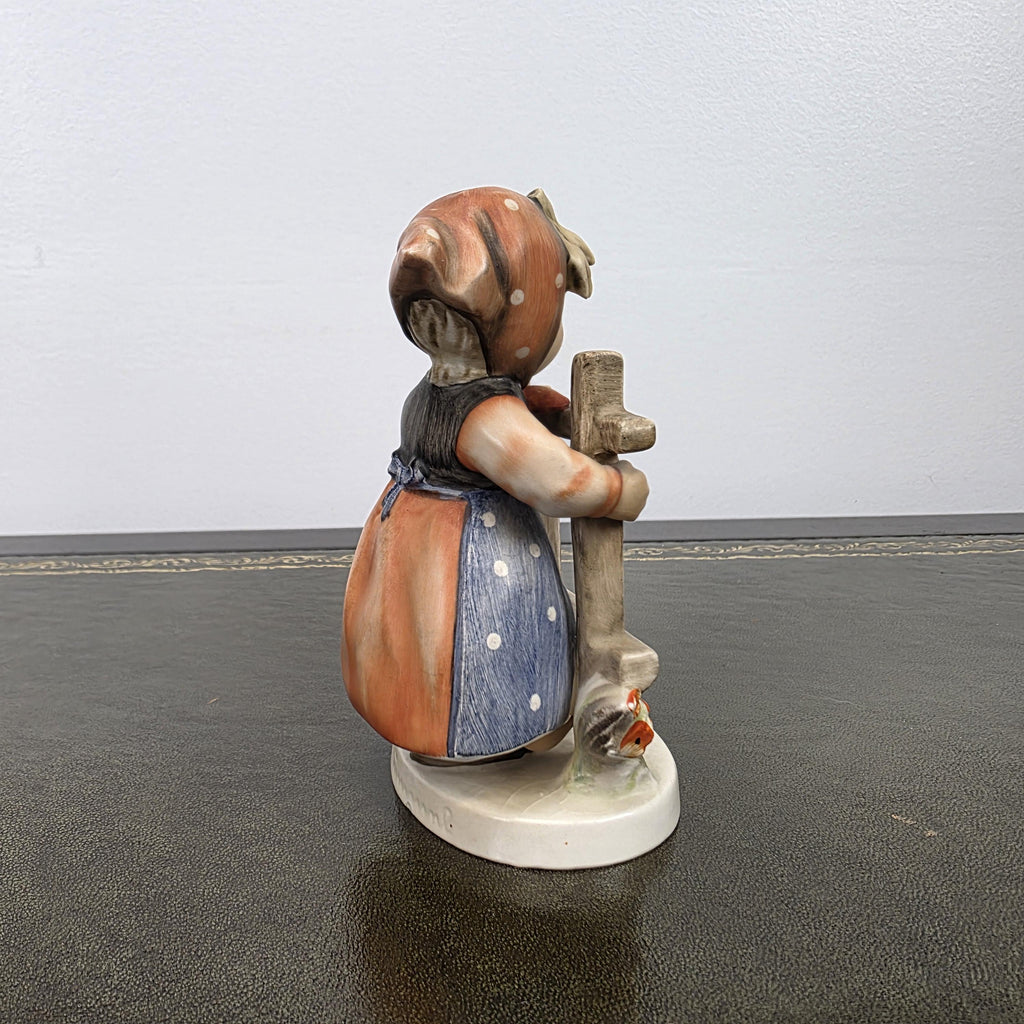 Vintage Goebel Hummel Porcelain Girl Figurine Talking to Bird | W Germany Collectible Display Statue