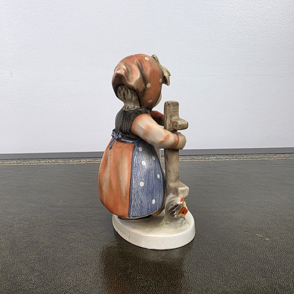 Vintage Goebel Hummel Porcelain Girl Figurine Talking to Bird | W Germany Collectible Display Statue
