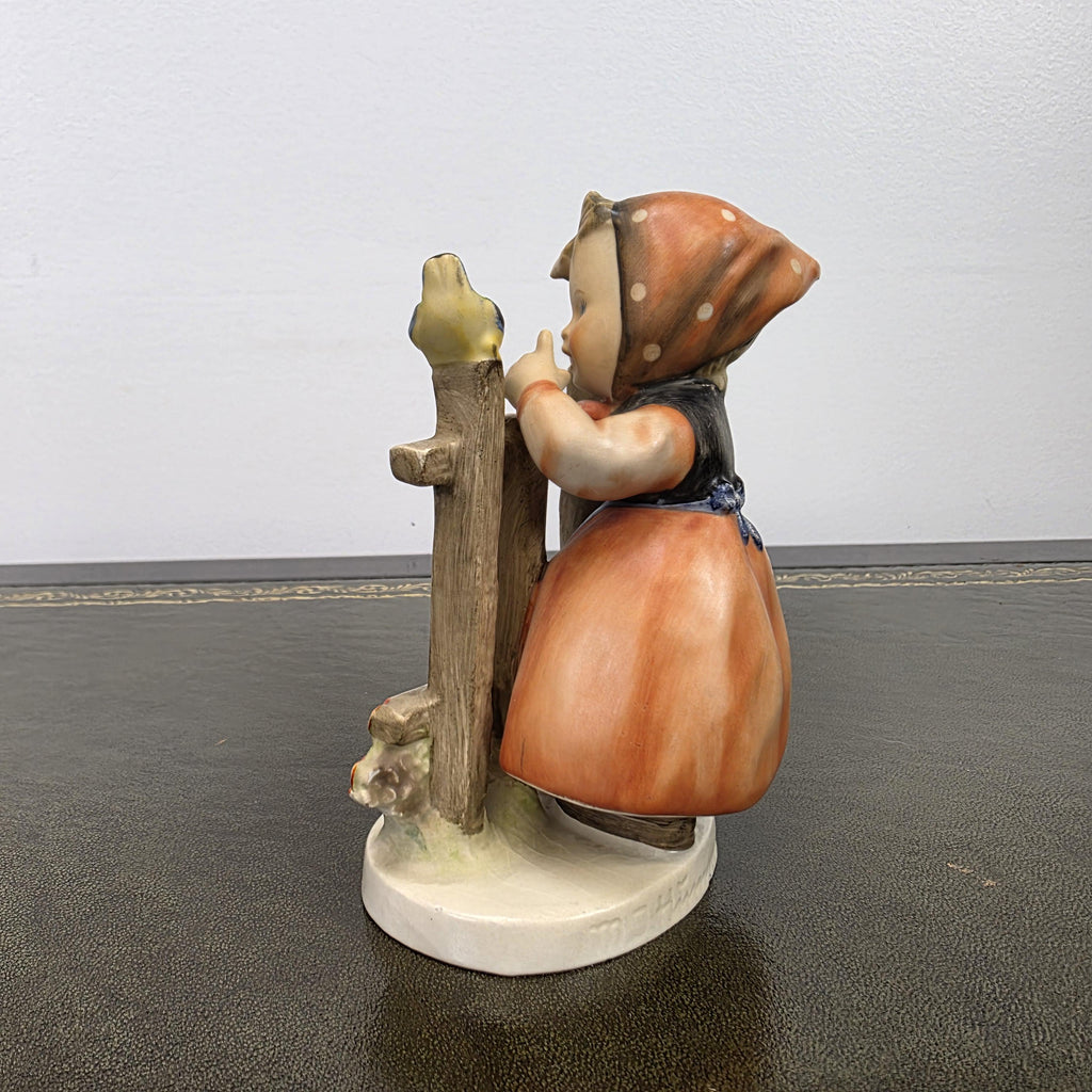 Vintage Goebel Hummel Porcelain Girl Figurine Talking to Bird | W Germany Collectible Display Statue