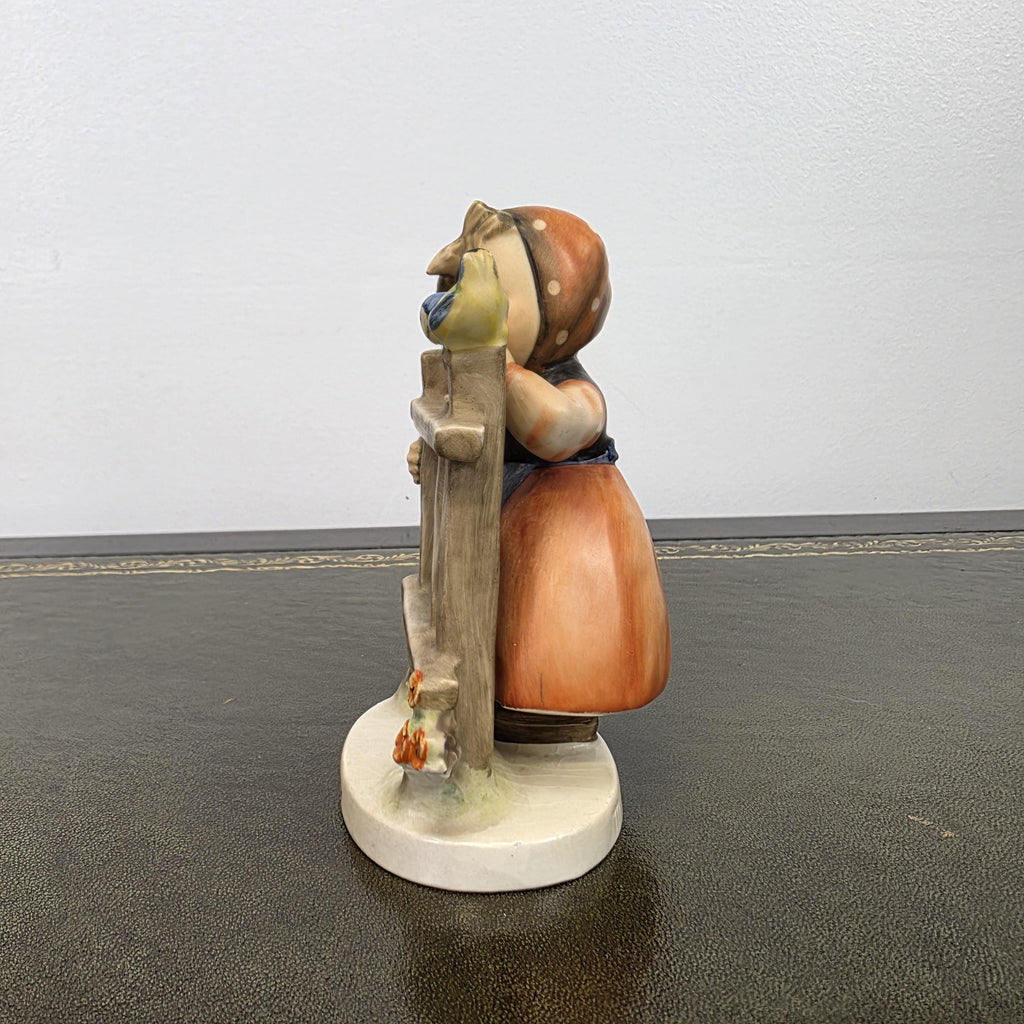 Vintage Goebel Hummel Porcelain Girl Figurine Talking to Bird | W Germany Collectible Display Statue