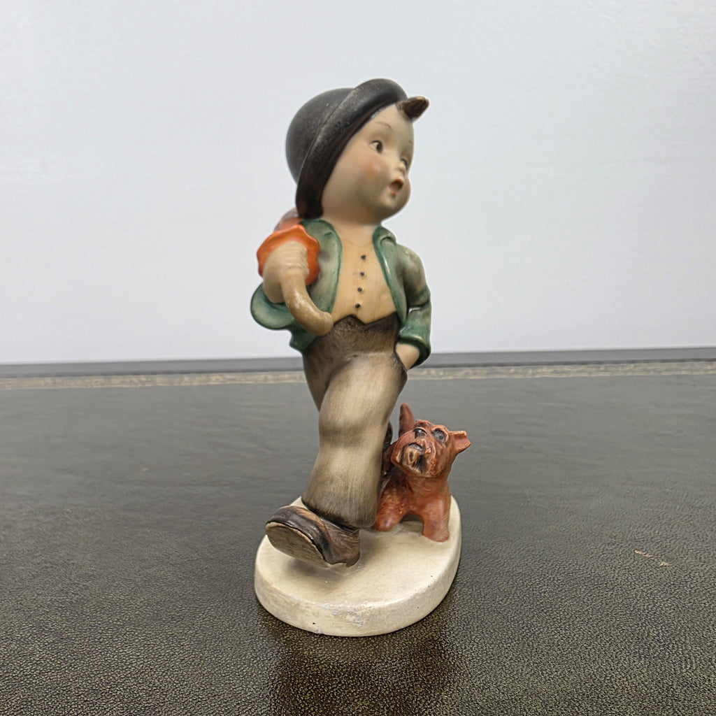 Vintage Goebel Hummel Boy Figurine with Umbrella and Dog | Germany Marked Porcelain Collectible 1950s