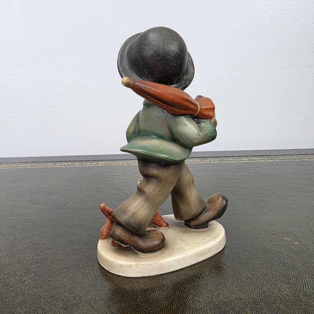 Vintage Goebel Hummel Boy Figurine with Umbrella and Dog | Germany Marked Porcelain Collectible 1950s