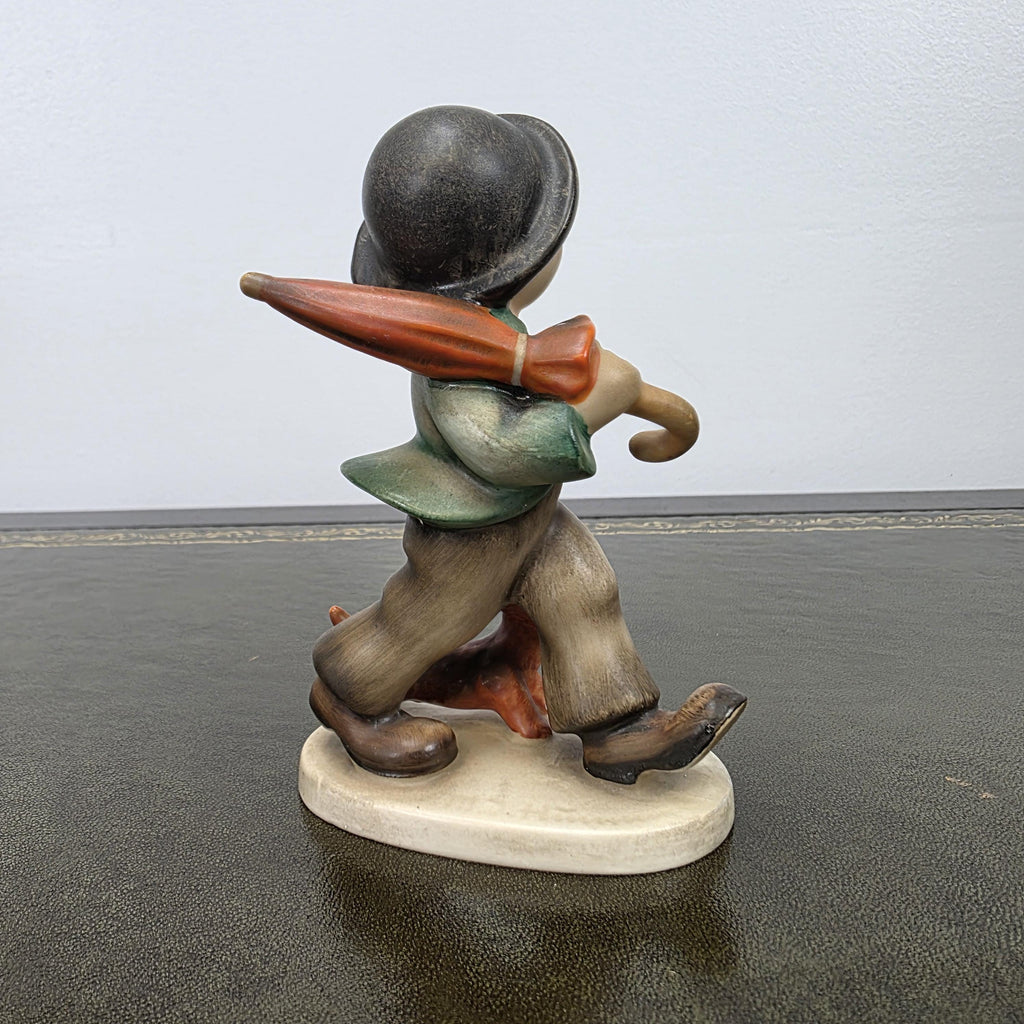 Vintage Goebel Hummel Boy Figurine with Umbrella and Dog | Germany Marked Porcelain Collectible 1950s
