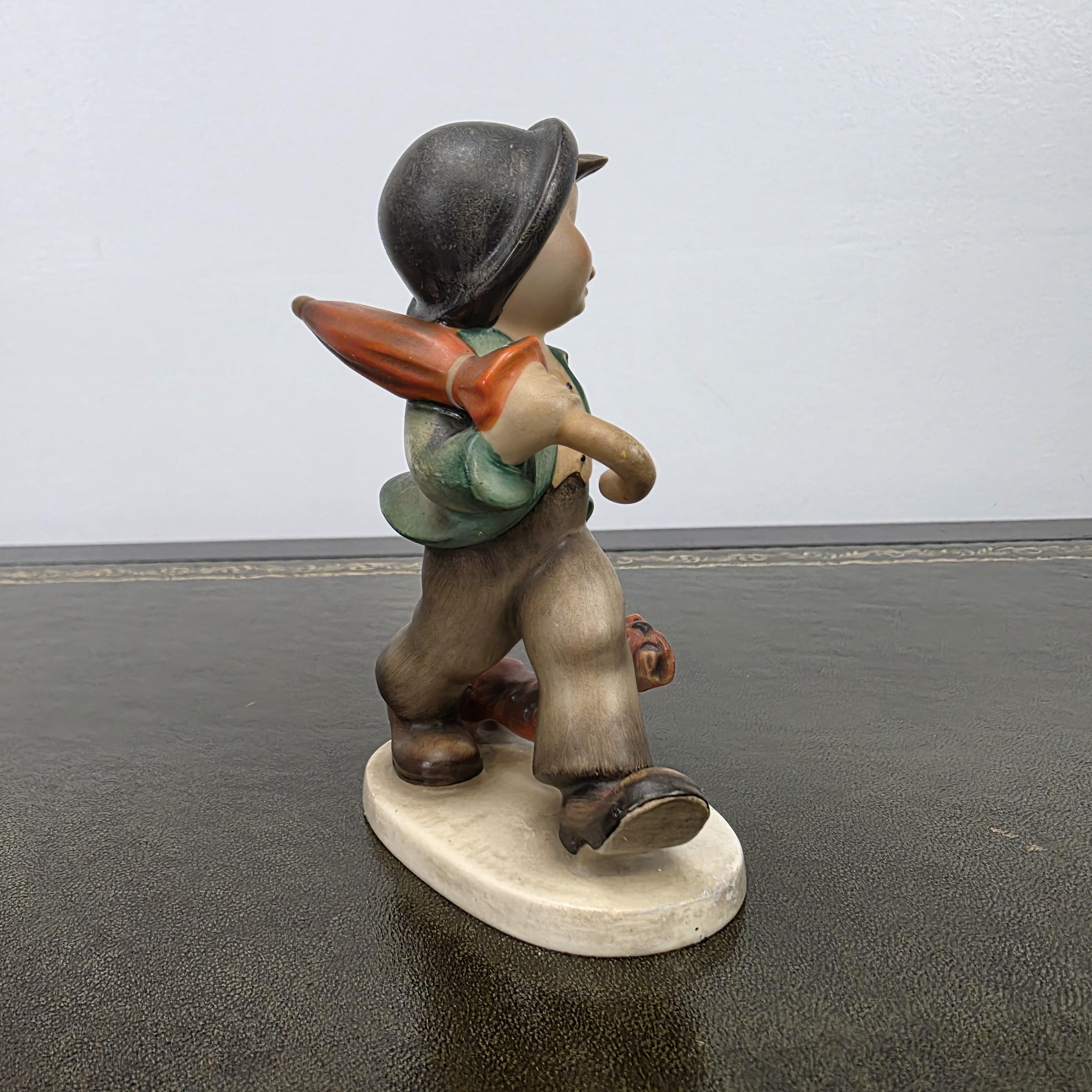 Vintage Goebel Hummel Boy Figurine with Umbrella and Dog | Germany Marked Porcelain Collectible 1950s