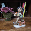 Vintage Goebel Hummel Boy Figurine with Umbrella and Dog | Germany Marked Porcelain Collectible 1950s