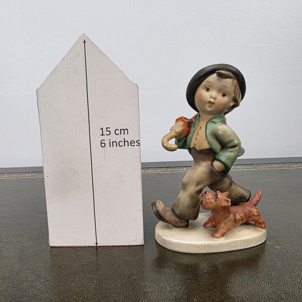 Vintage Goebel Hummel Boy Figurine with Umbrella and Dog | Germany Marked Porcelain Collectible 1950s