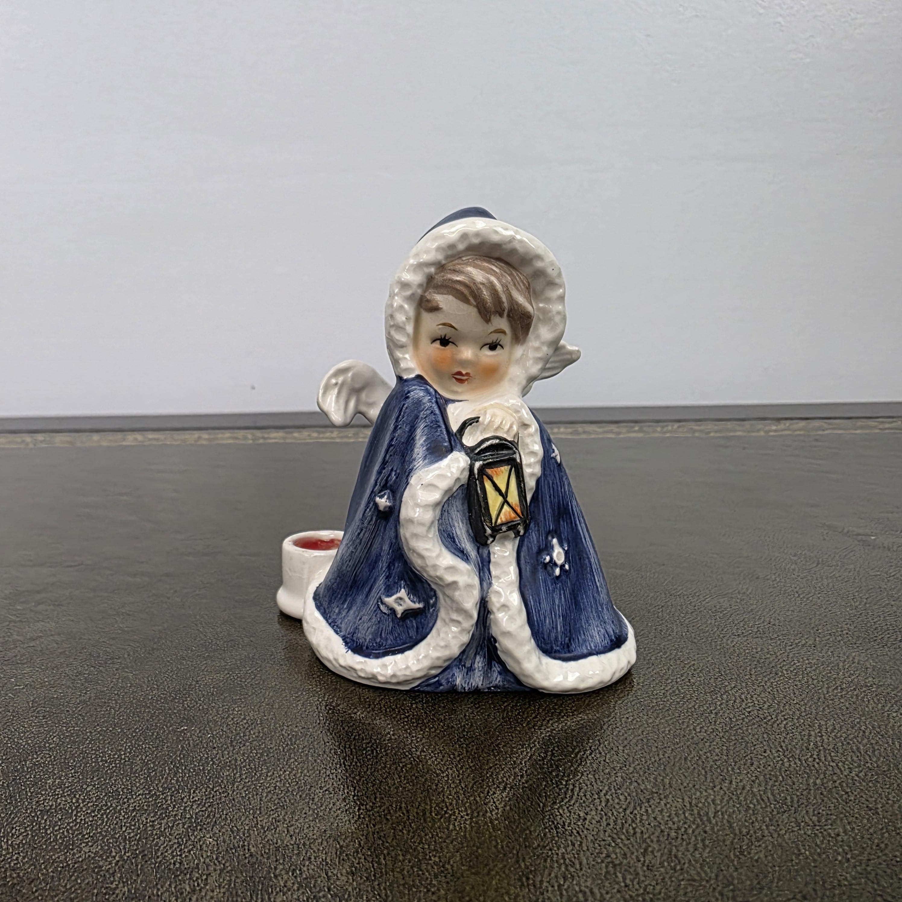 Porcelain Angel Girl Figurine Holding Lantern | Goebel Hummel Germany Marked Robson 42412-09 Vintage Collectible
