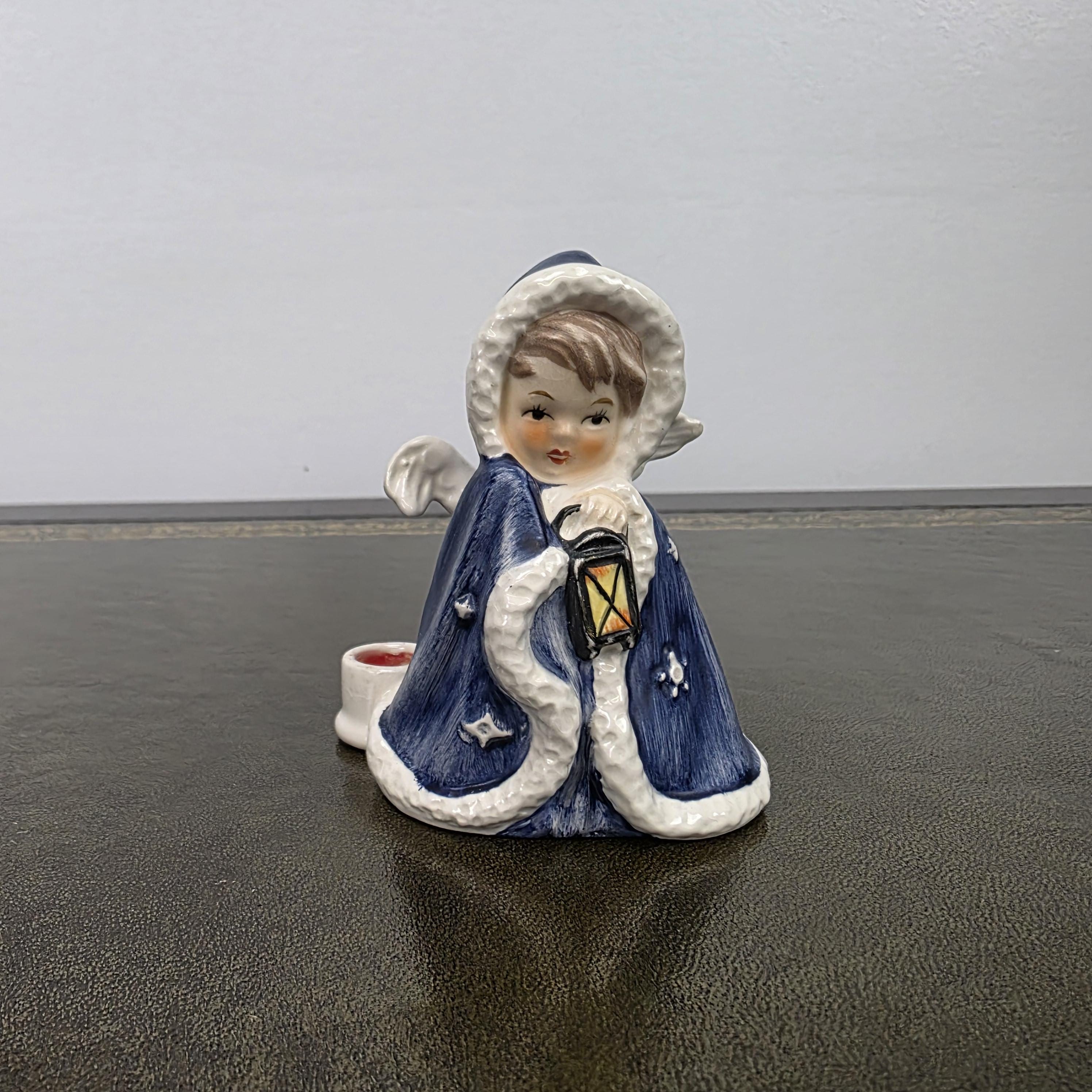 Porcelain Angel Girl Figurine Holding Lantern | Goebel Hummel Germany Marked Robson 42412-09 Vintage Collectible