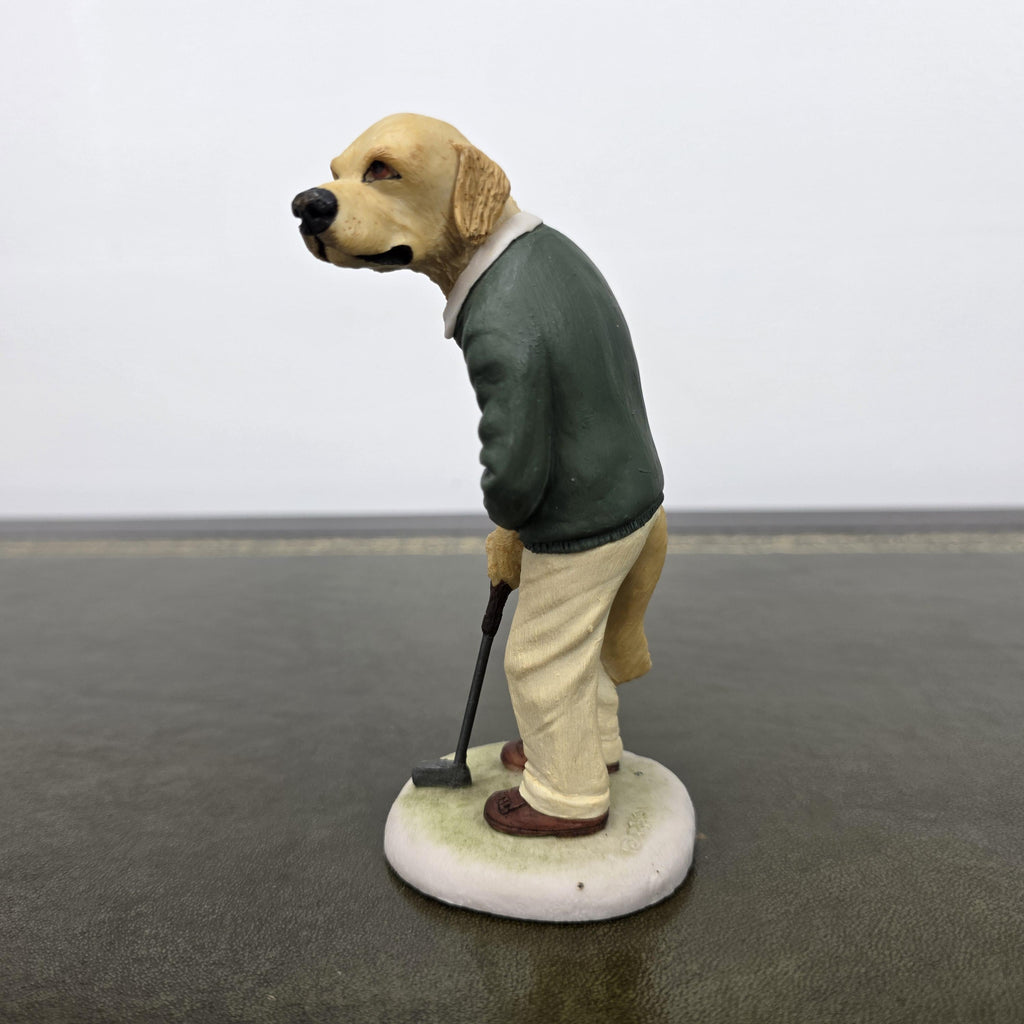 Vintage Golden Retriever Golfer Figurine CC33 | Robert Harrop Country Companions England Collectible Dog Ornament