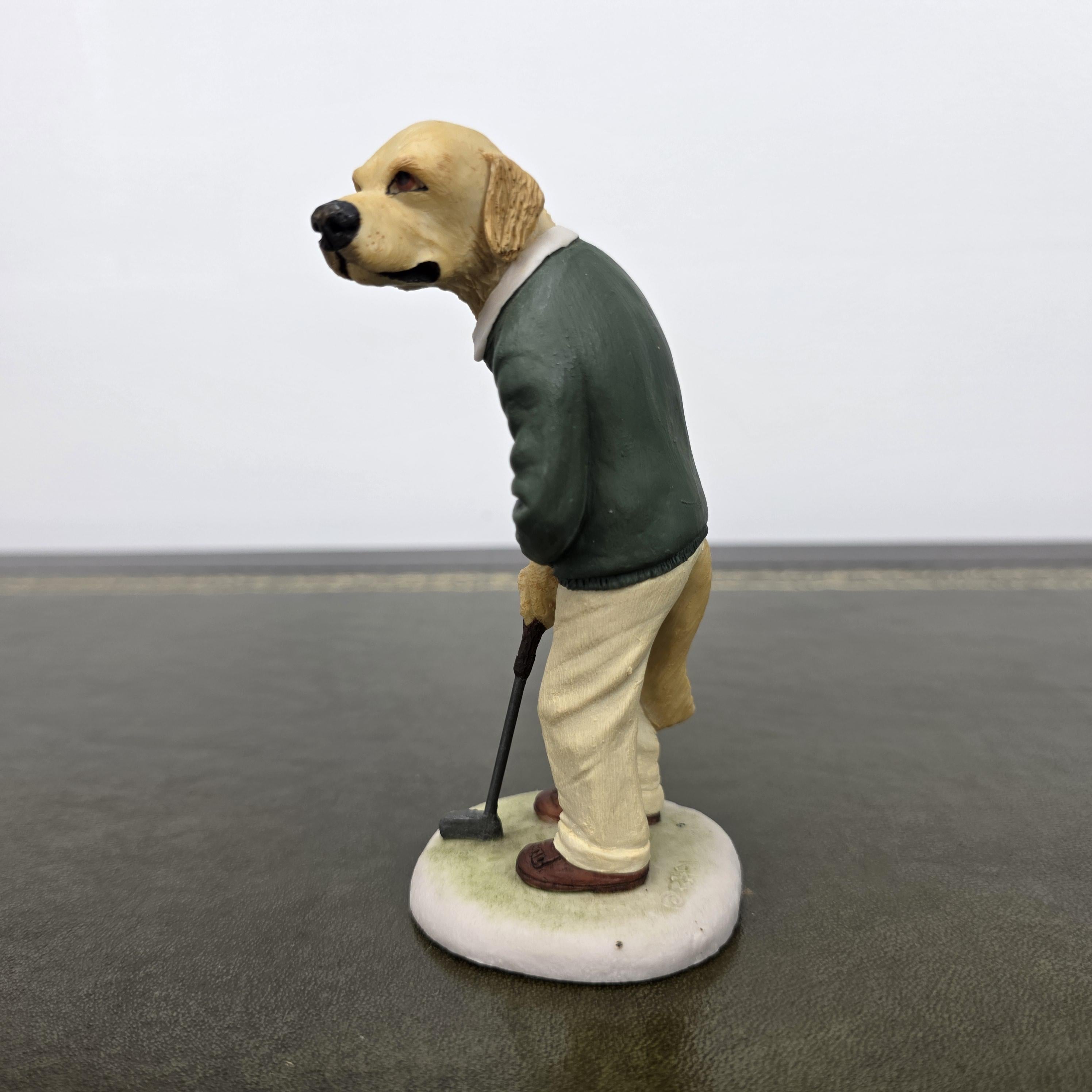 Vintage Golden Retriever Golfer Figurine CC33 | Robert Harrop Country Companions England Collectible Dog Ornament