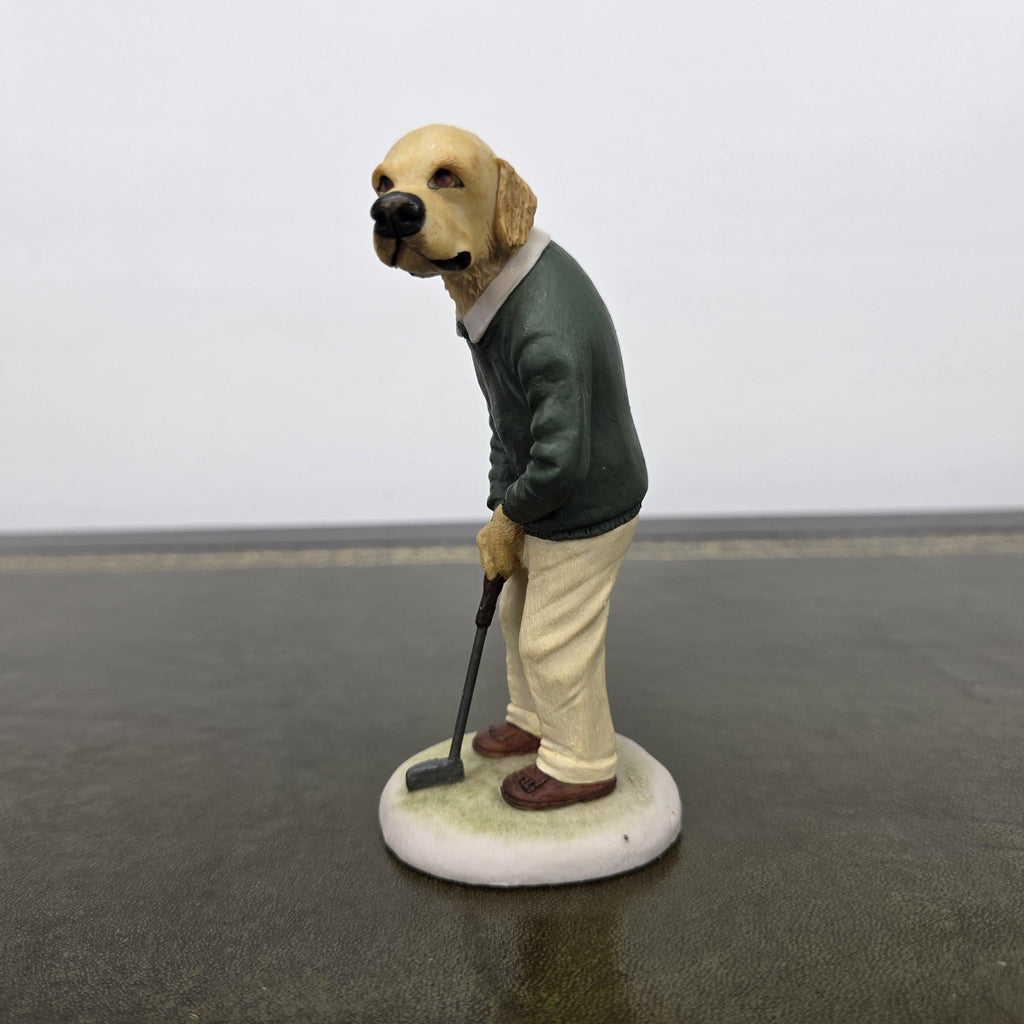 Vintage Golden Retriever Golfer Figurine CC33 | Robert Harrop Country Companions England Collectible Dog Ornament