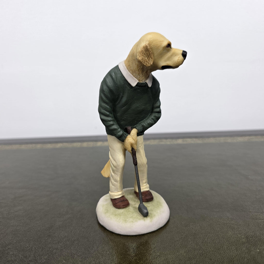 Vintage Golden Retriever Golfer Figurine CC33 | Robert Harrop Country Companions England Collectible Dog Ornament