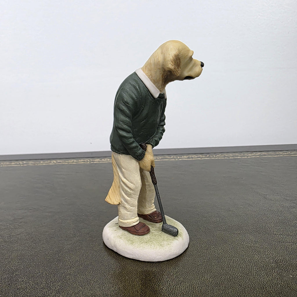 Vintage Golden Retriever Golfer Figurine CC33 | Robert Harrop Country Companions England Collectible Dog Ornament