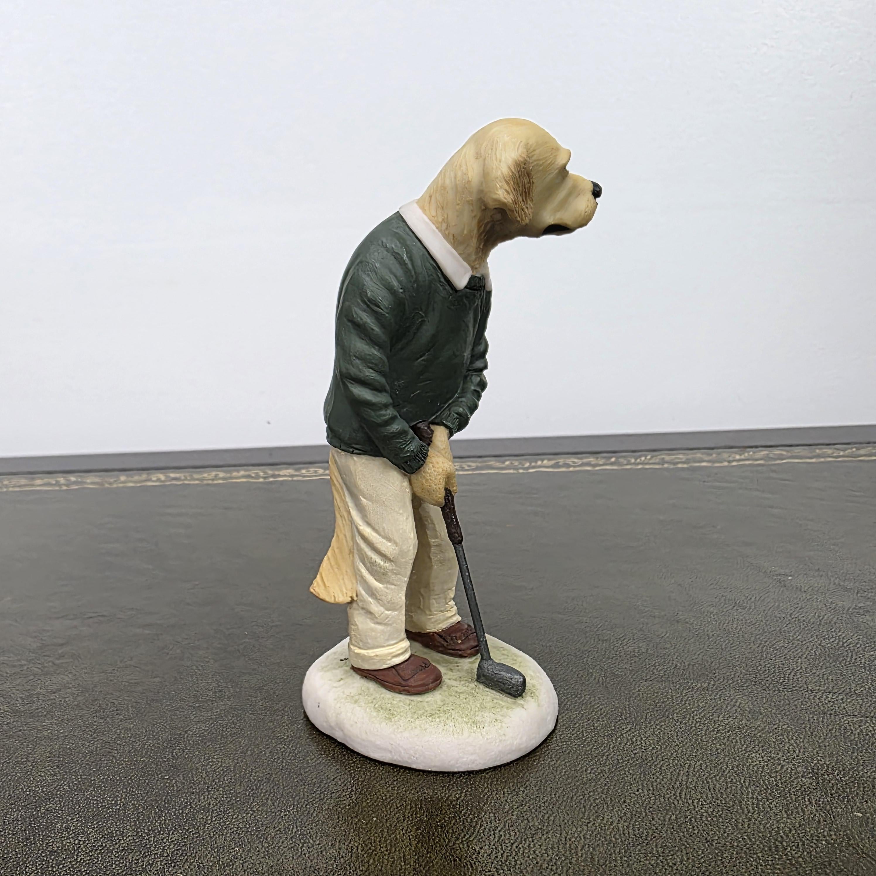 Vintage Golden Retriever Golfer Figurine CC33 | Robert Harrop Country Companions England Collectible Dog Ornament