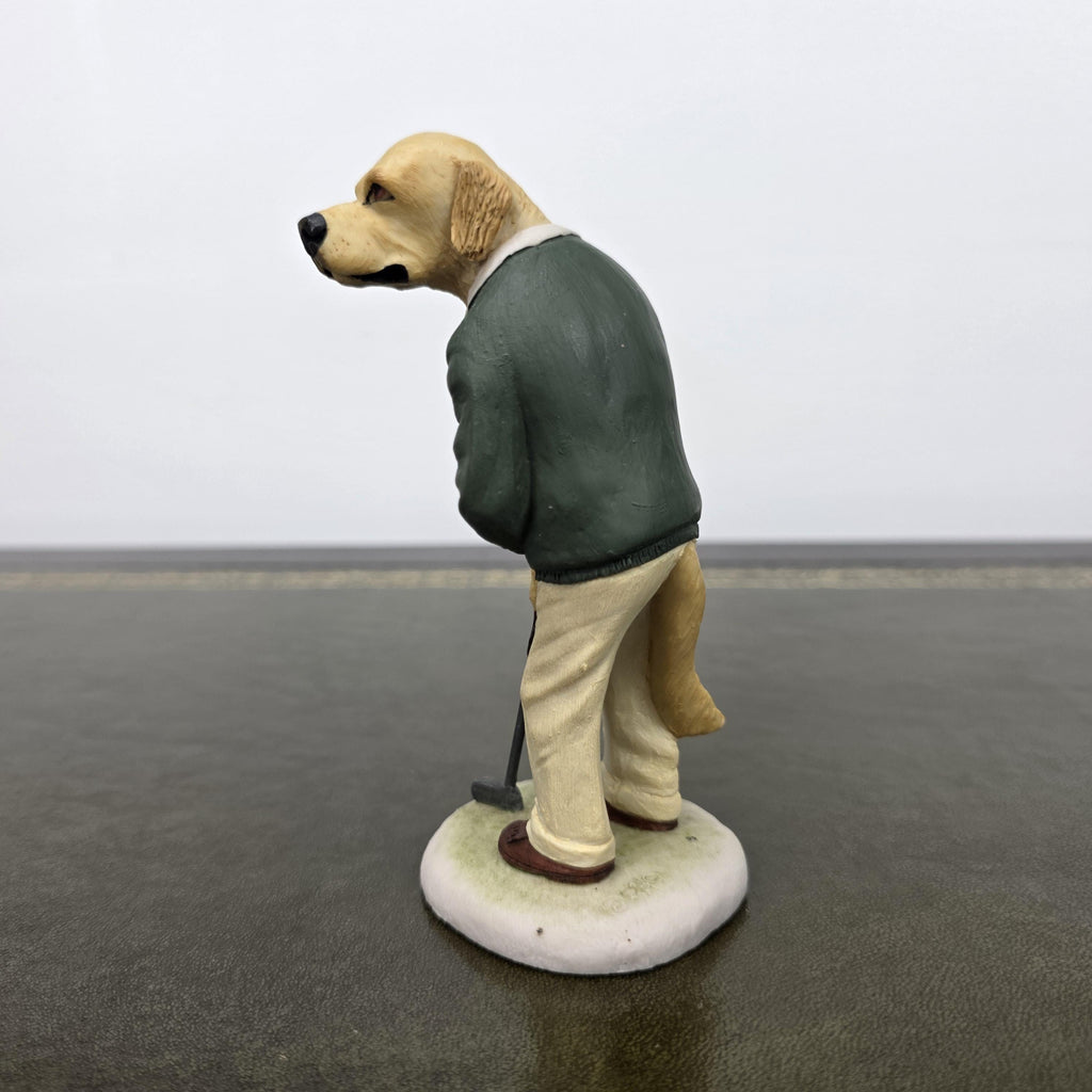 Vintage Golden Retriever Golfer Figurine CC33 | Robert Harrop Country Companions England Collectible Dog Ornament