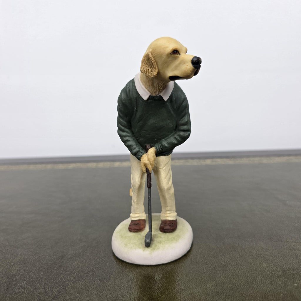 Vintage Golden Retriever Golfer Figurine CC33 | Robert Harrop Country Companions England Collectible Dog Ornament